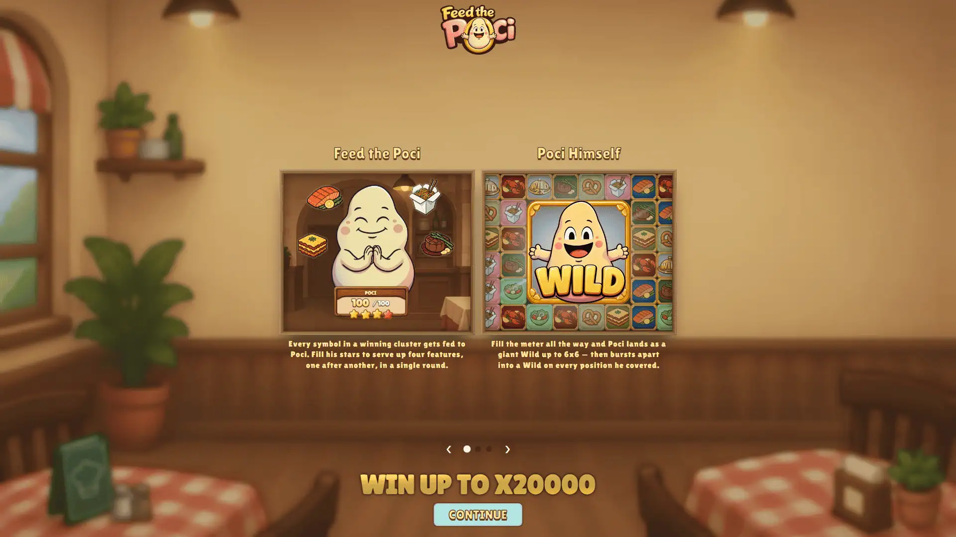 Feed the Poci slot intro screen