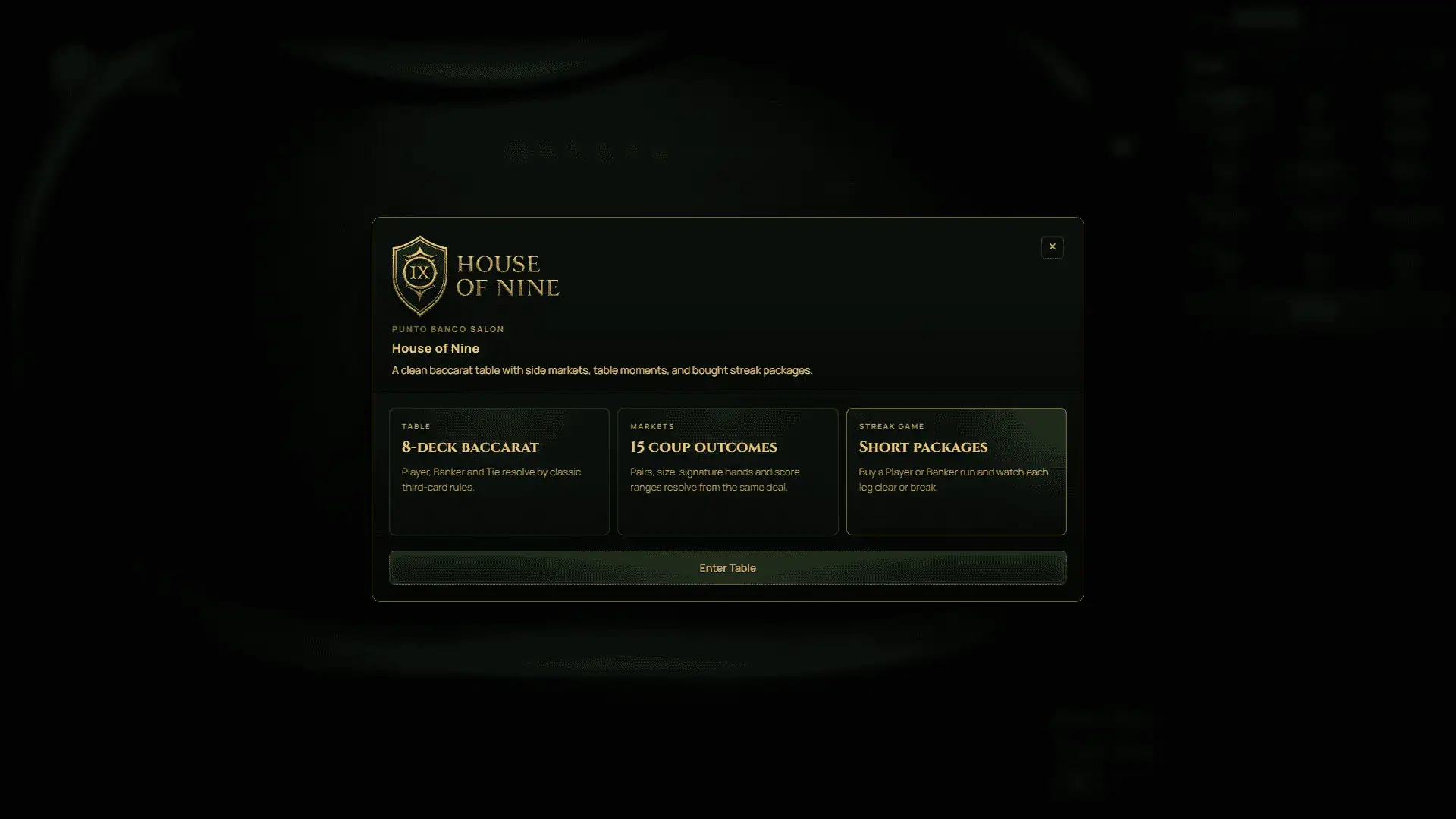 House Of Nine slot intro screen