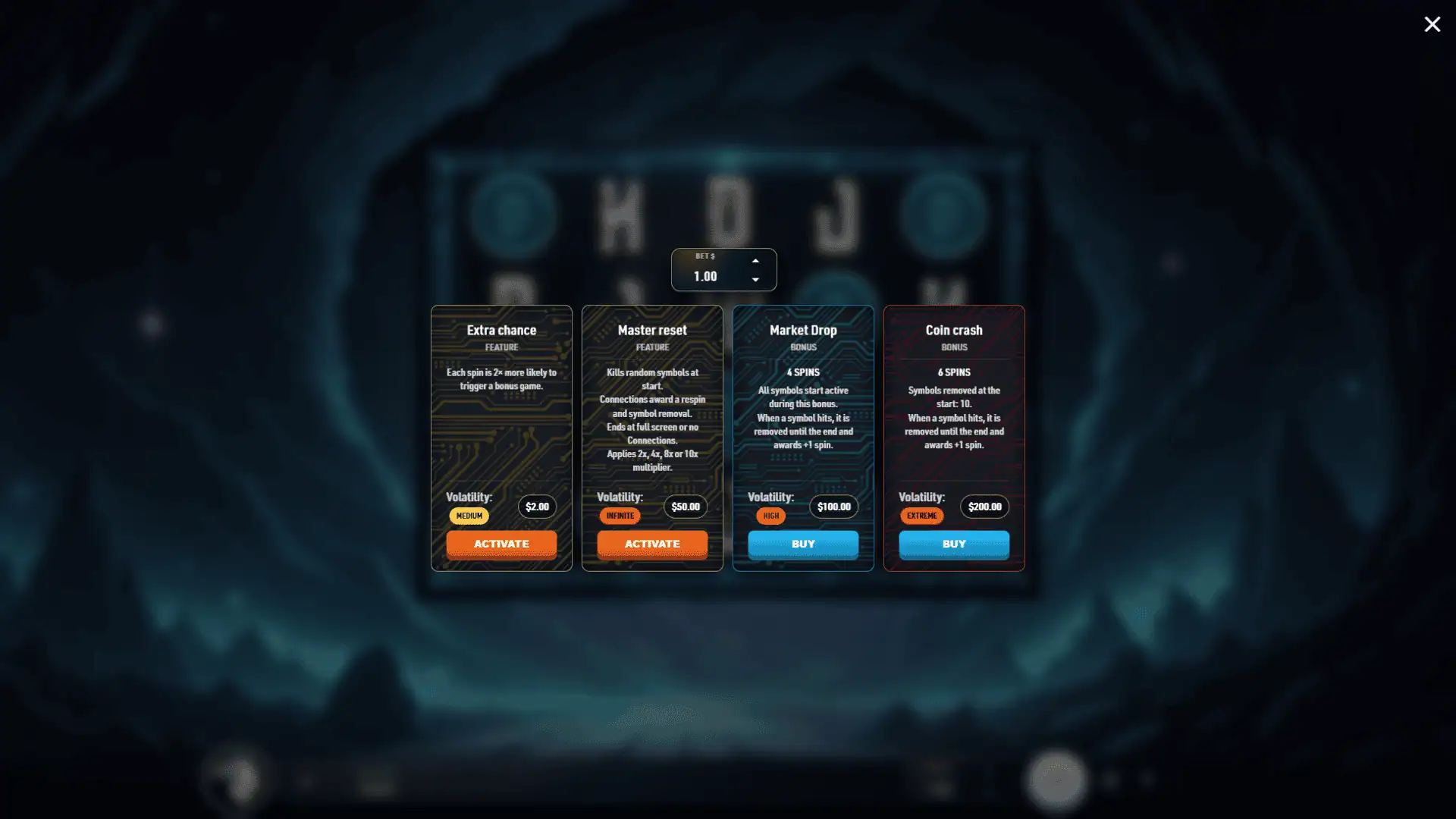 Crypto Reaper bonus buy menu