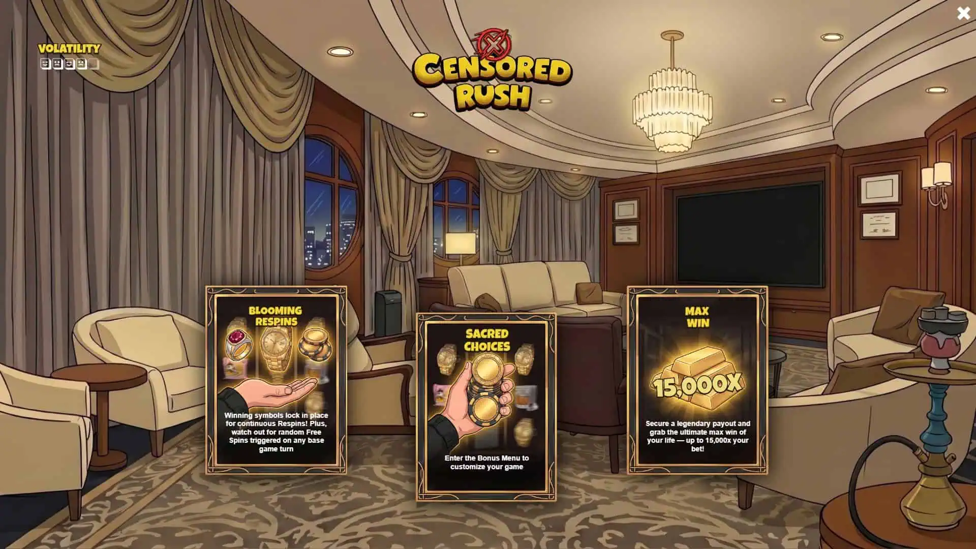Censored Rush slot intro screen