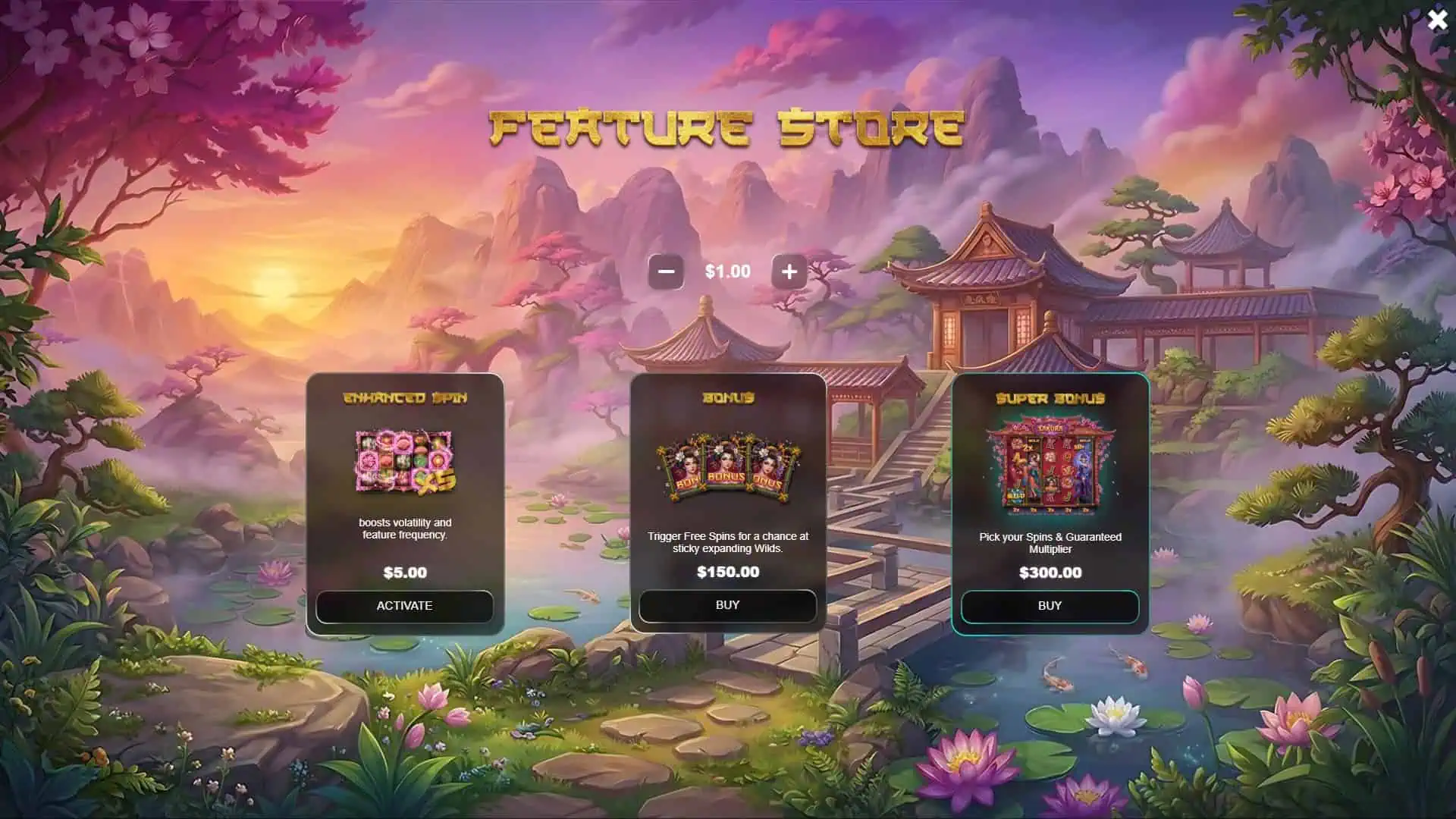 Sakura bonus buy menu