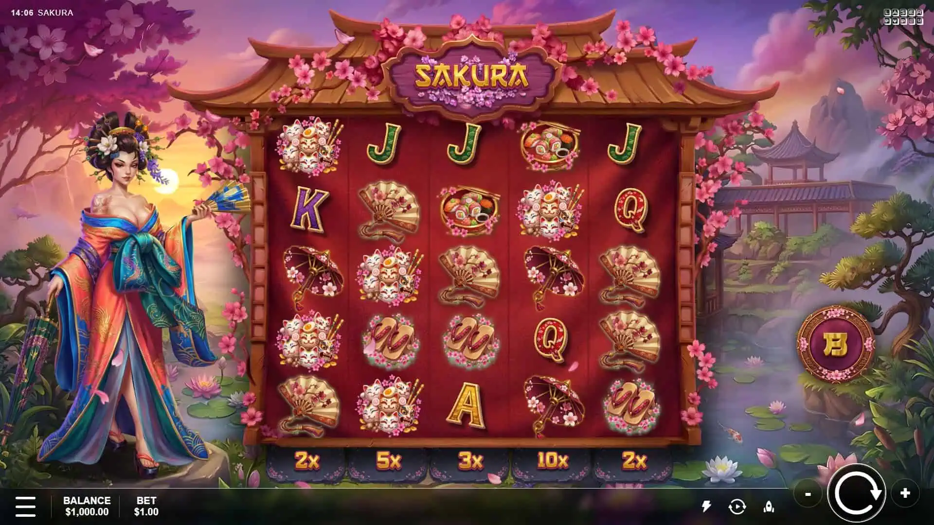 Sakura slot gameplay reels