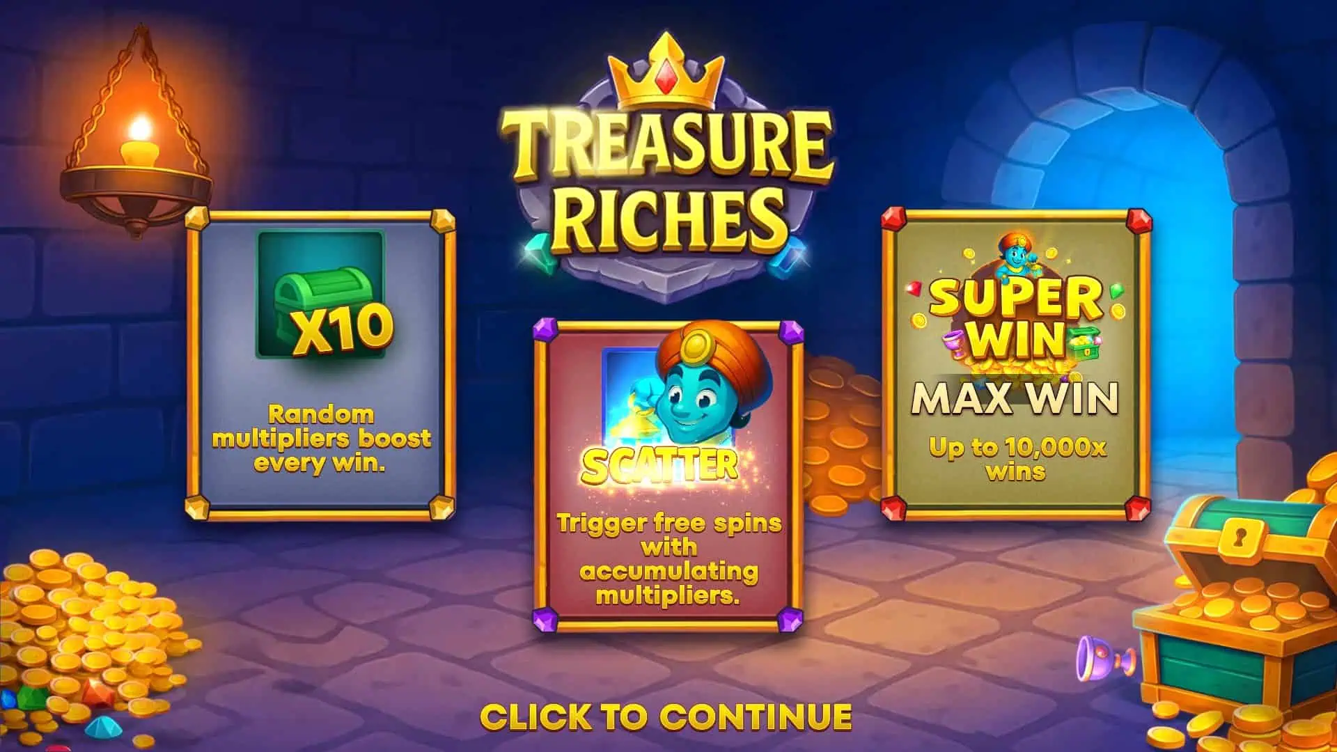 Treasure Riches slot intro screen