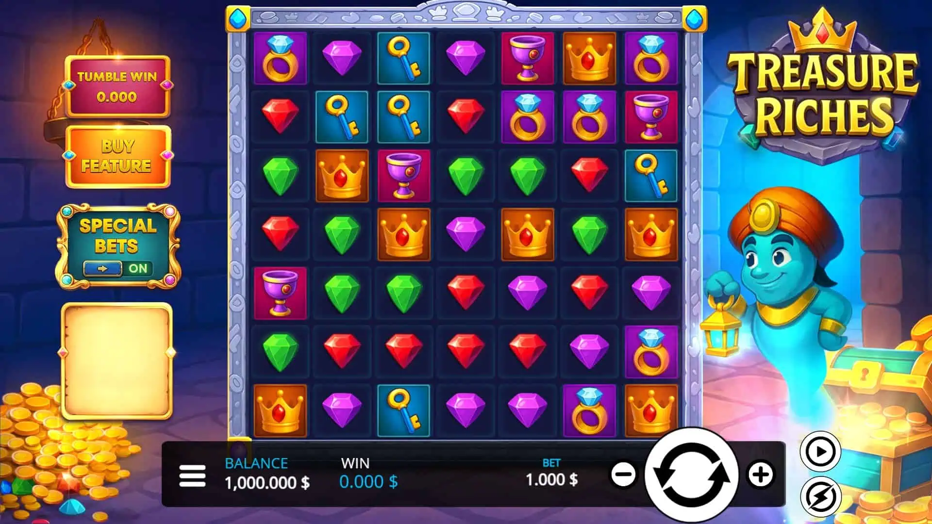 Treasure Riches slot gameplay reels