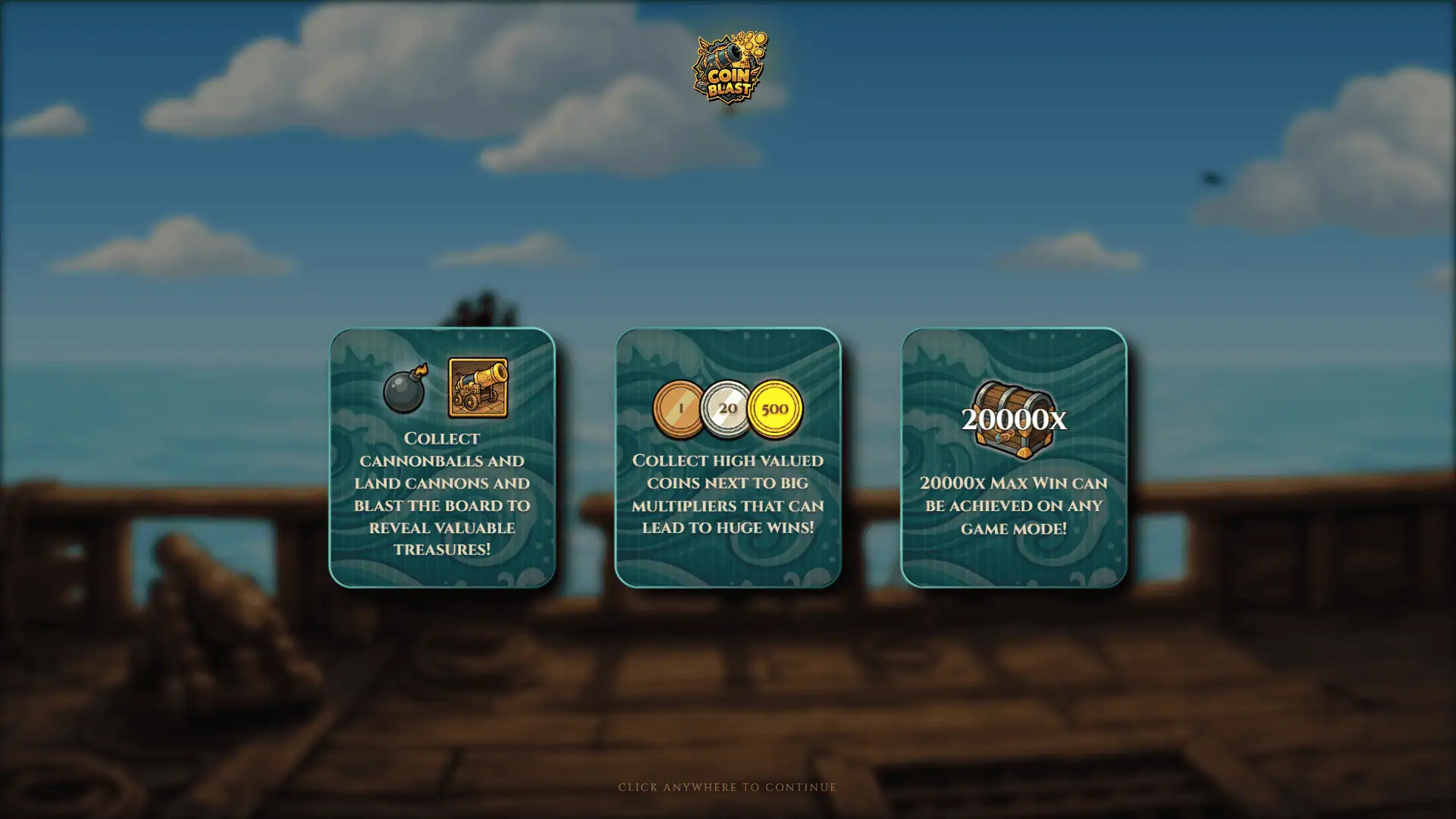 Coin Blast slot intro screen