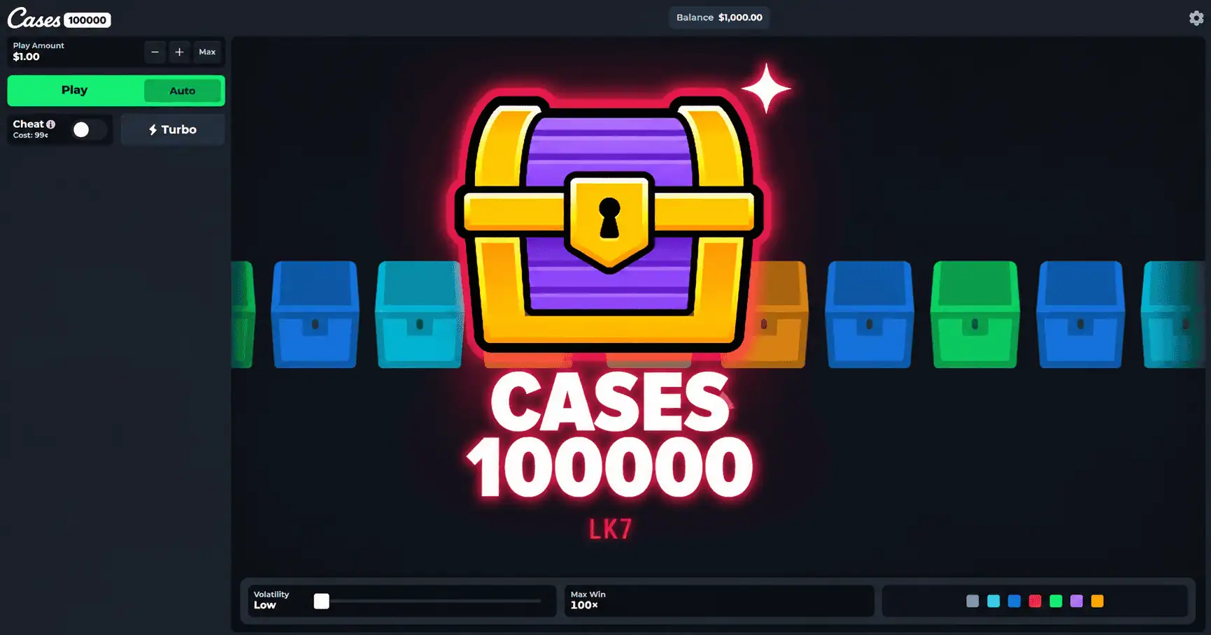 Cases 100000 Slot by LK7 Demo slot cover image