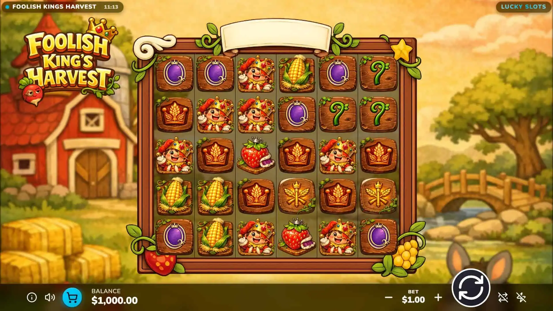 Foolish Kings Harvest slot gameplay reels