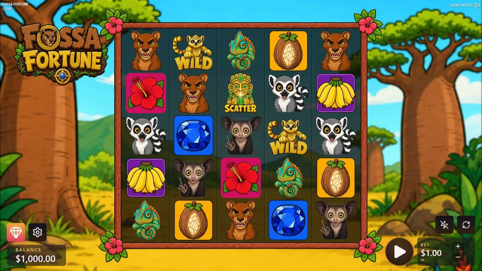 Fossa Fortune slot gameplay reels