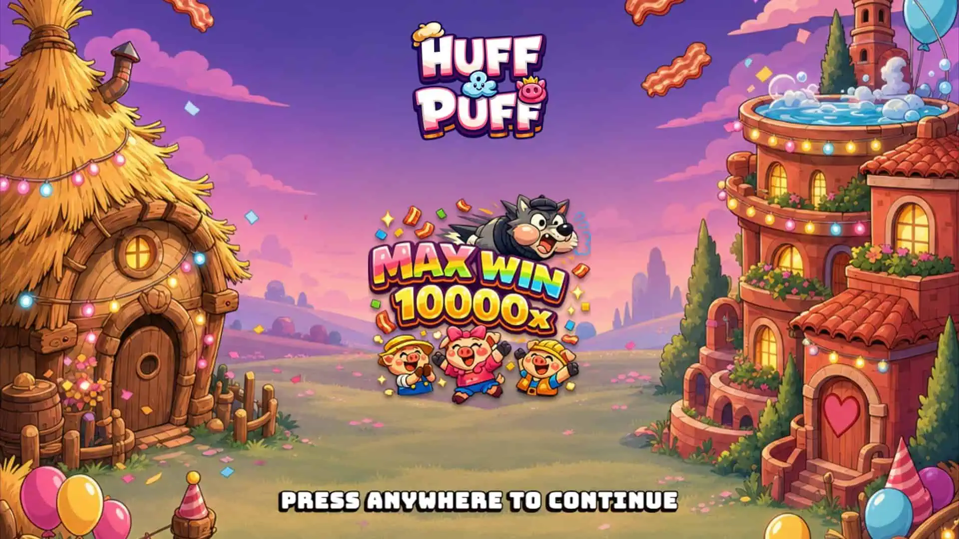 Huff and Puff slot intro screen