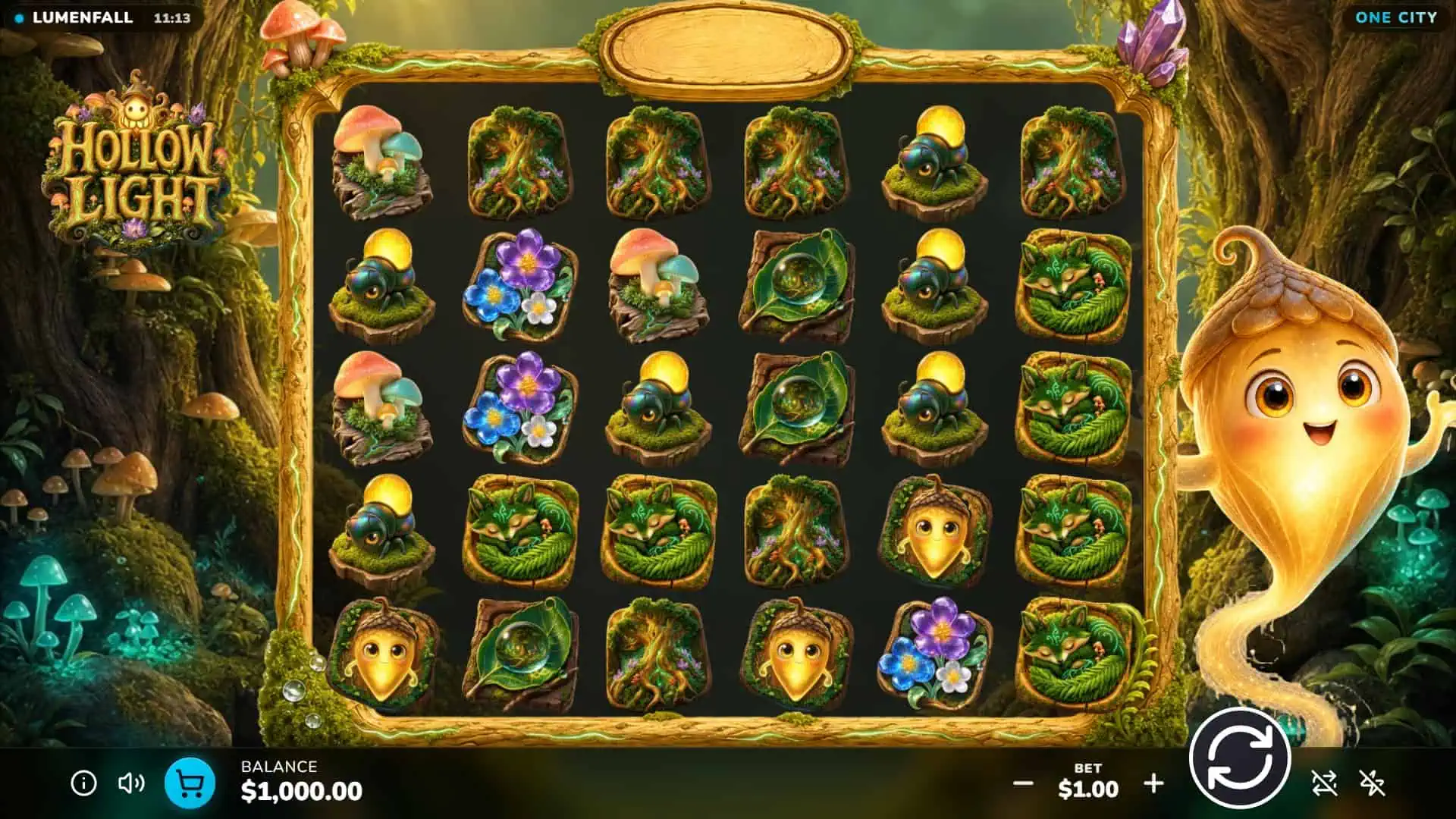 Hollow Light slot gameplay reels
