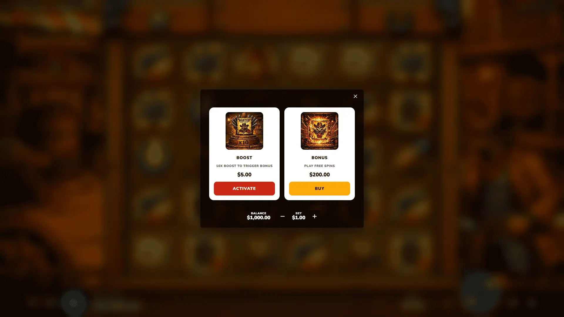 Sundown Vengeance bonus buy menu