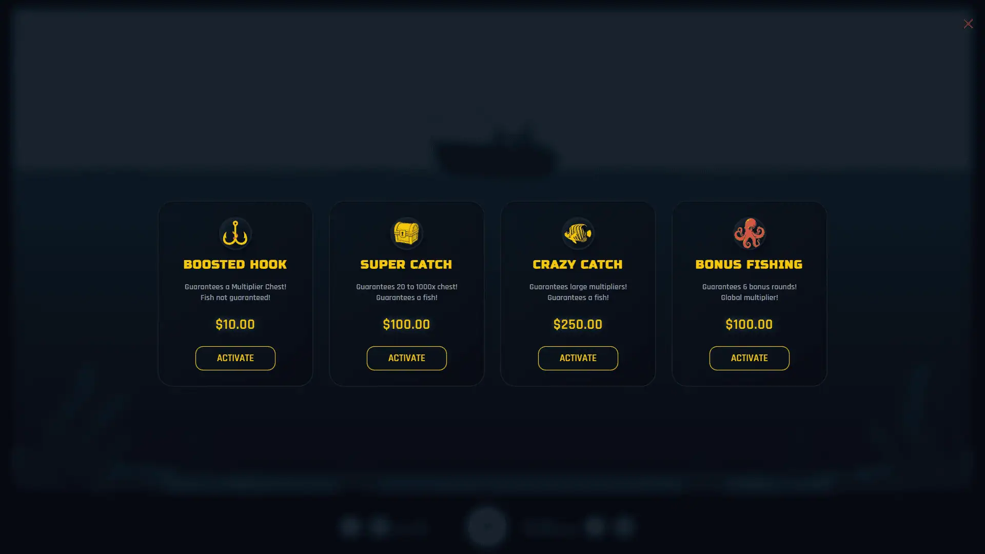 Fishing Star bonus buy menu
