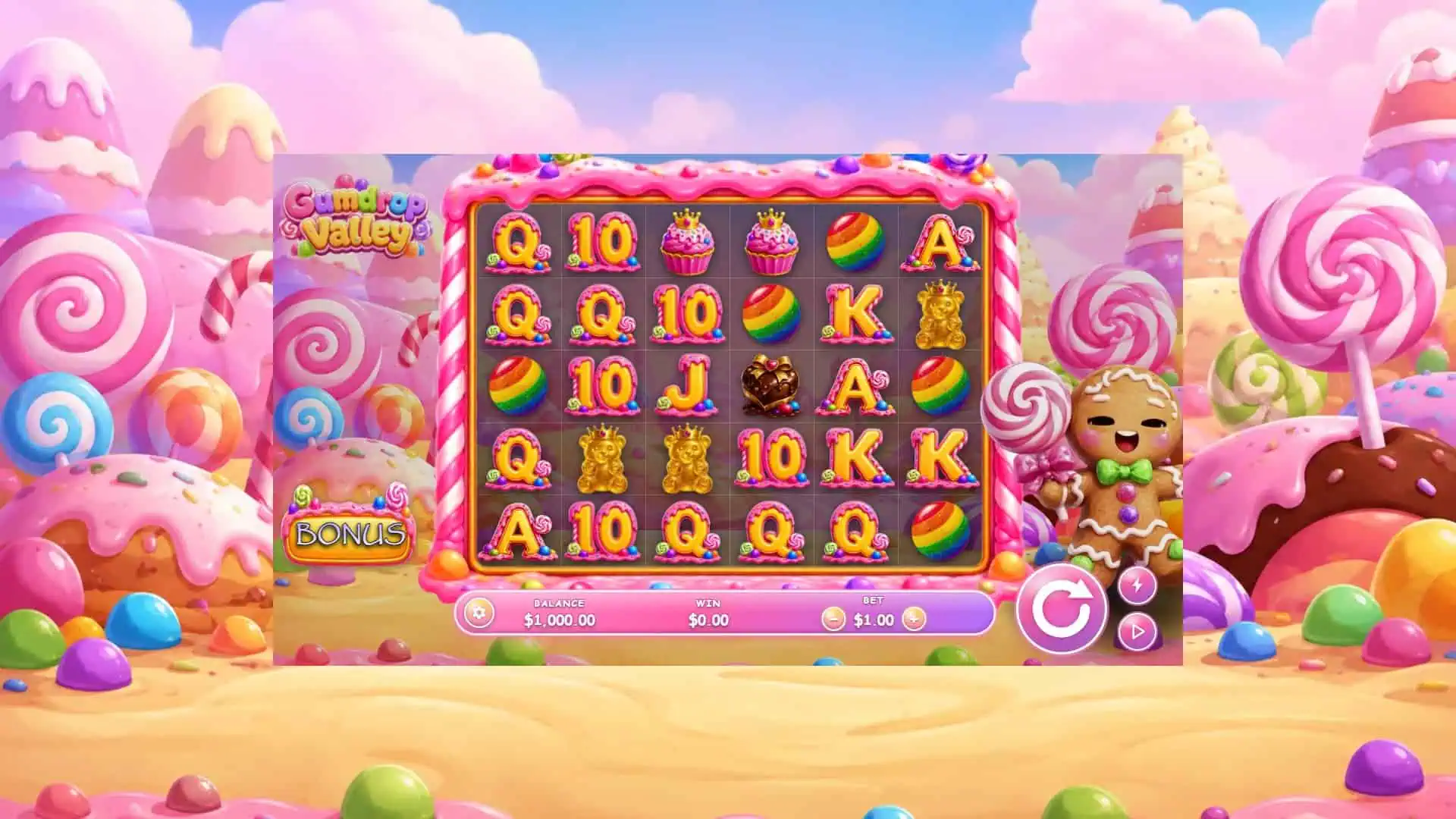 Gumdrop Valley slot gameplay reels