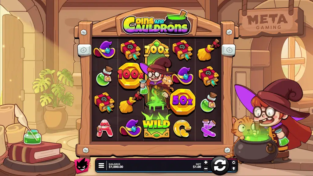 Metagaming coins and cauldrons slot game preview