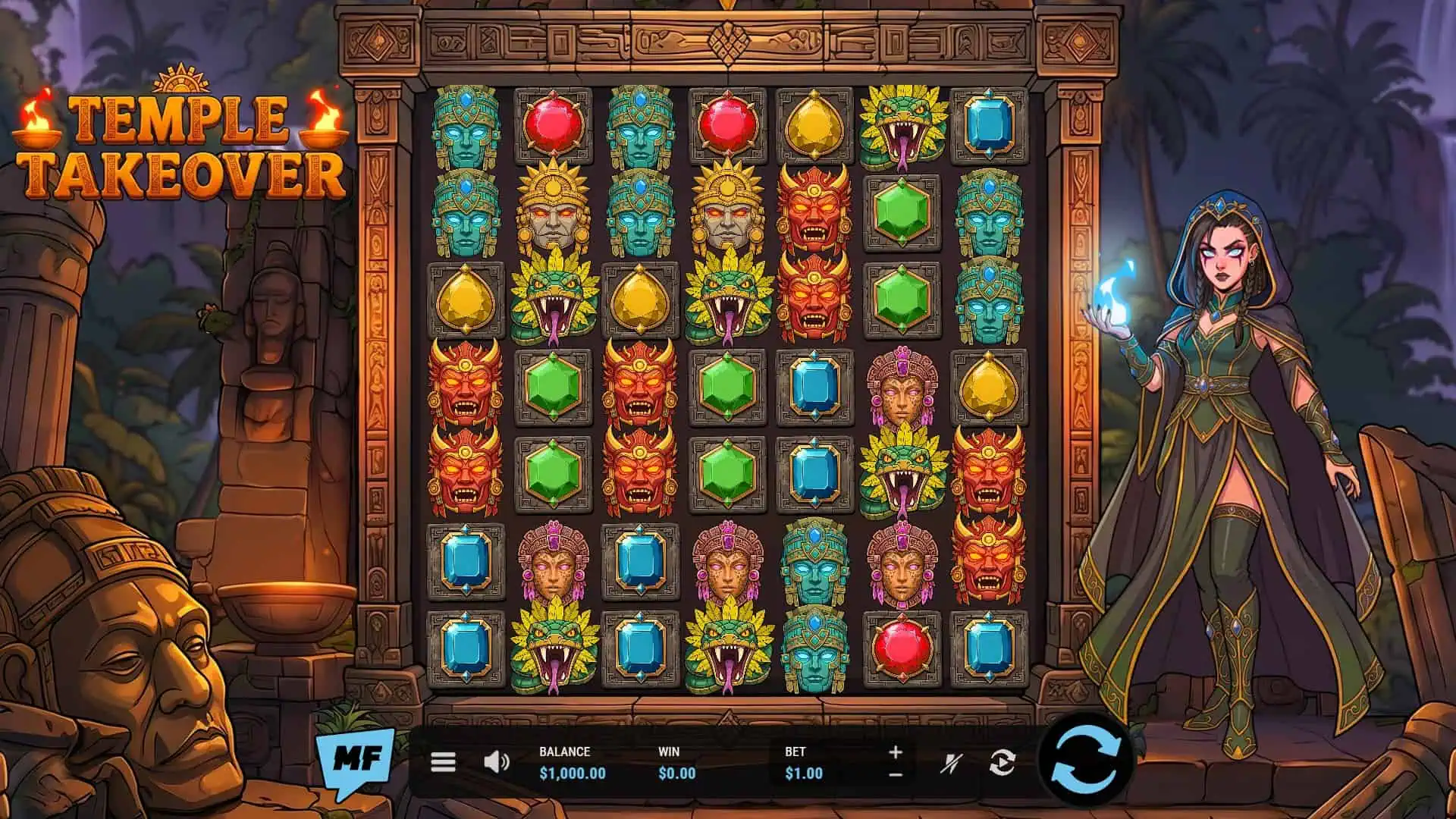 Temple Takeover slot gameplay reels