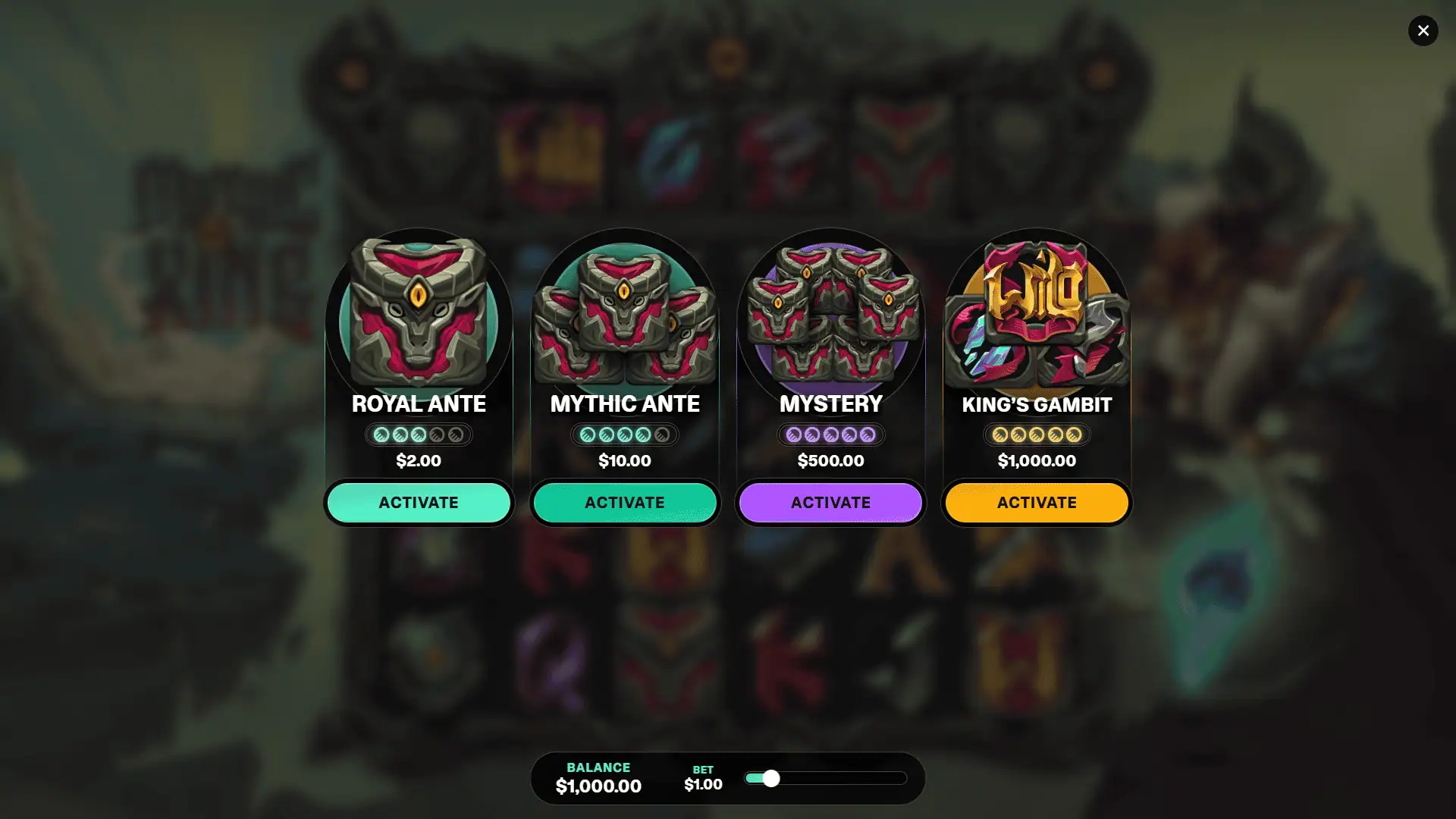 Mythic King bonus buy menu