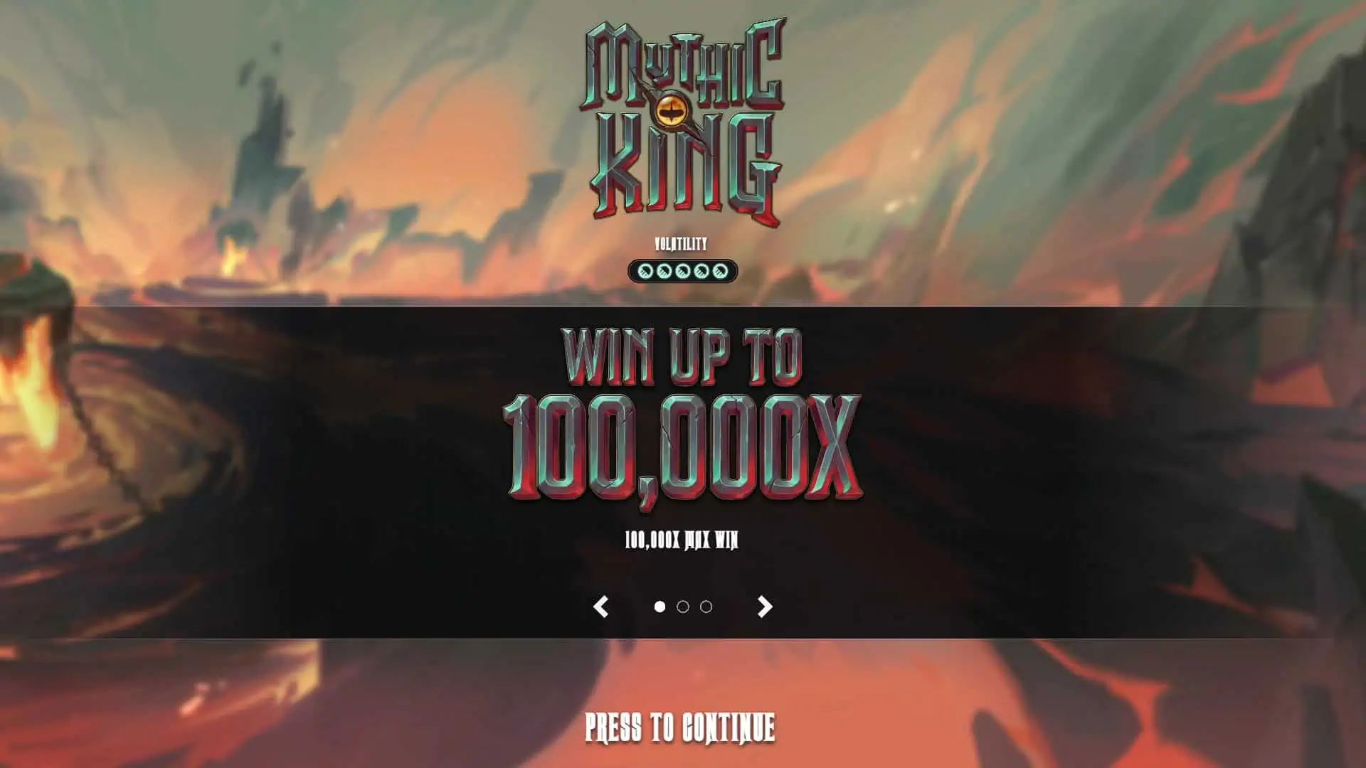 Mythic King slot intro screen