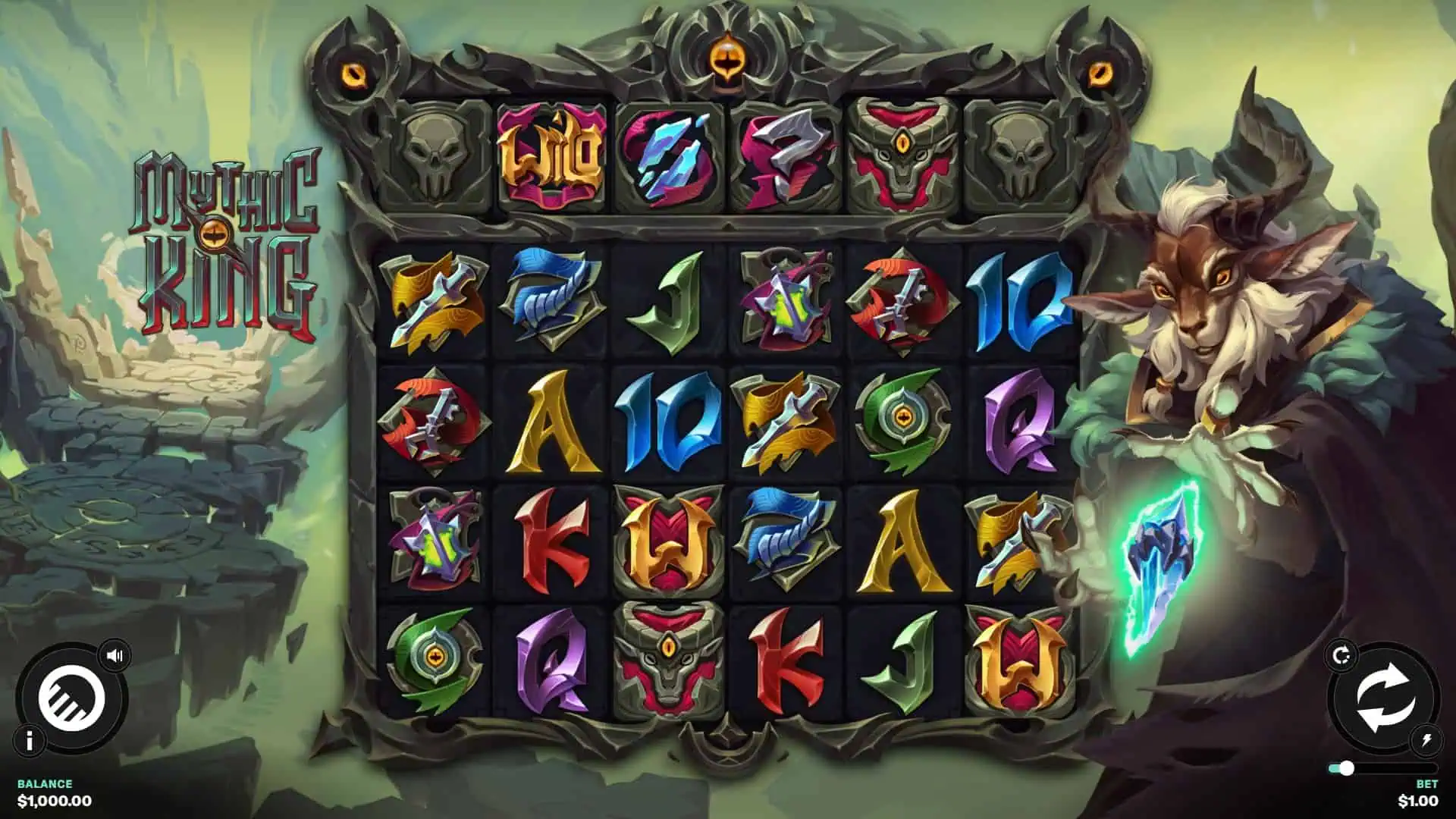 Mythic King slot gameplay reels
