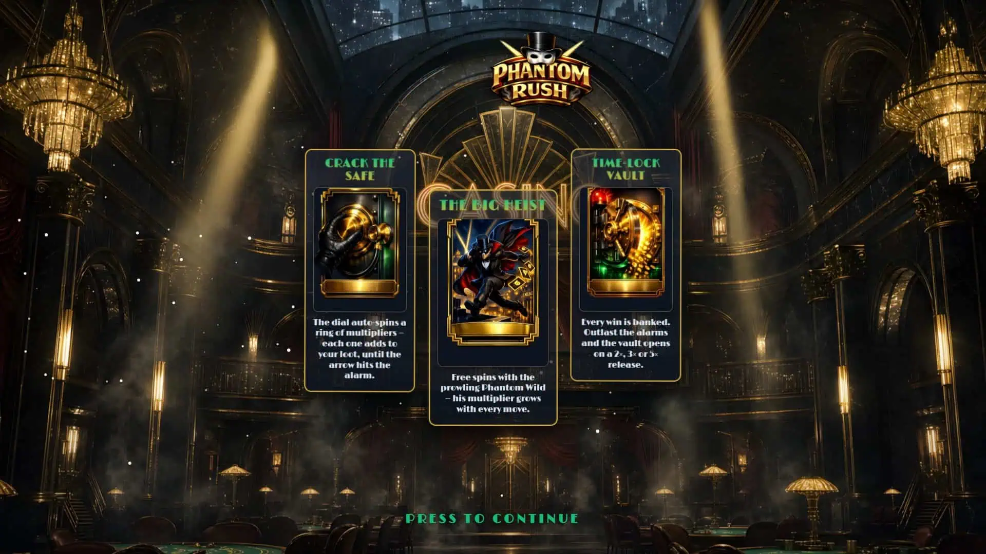 Phantom Rush slot intro screen