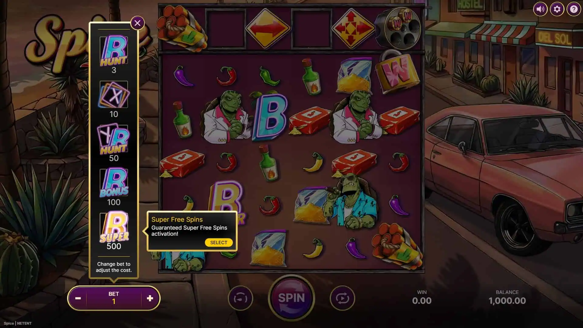 Spice bonus buy menu