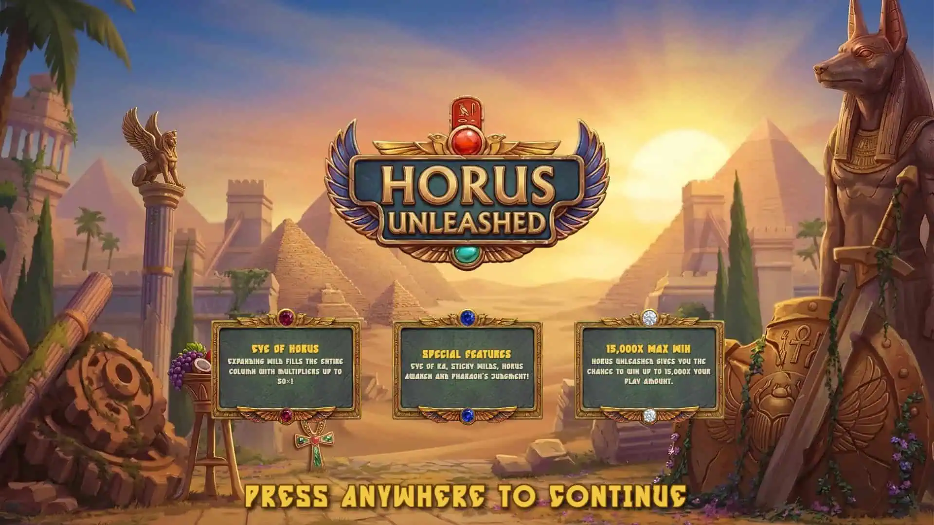 Horus Unleashed slot intro screen