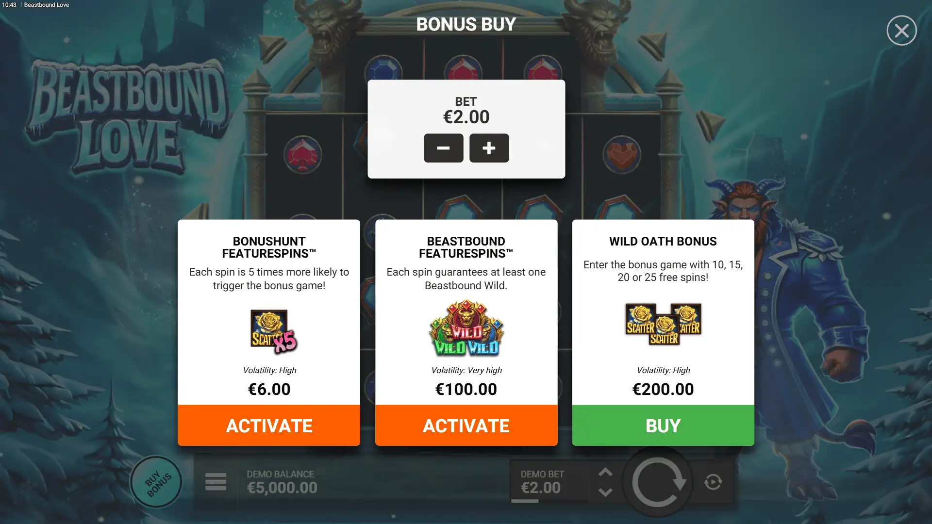 Beastbound Love bonus buy menu