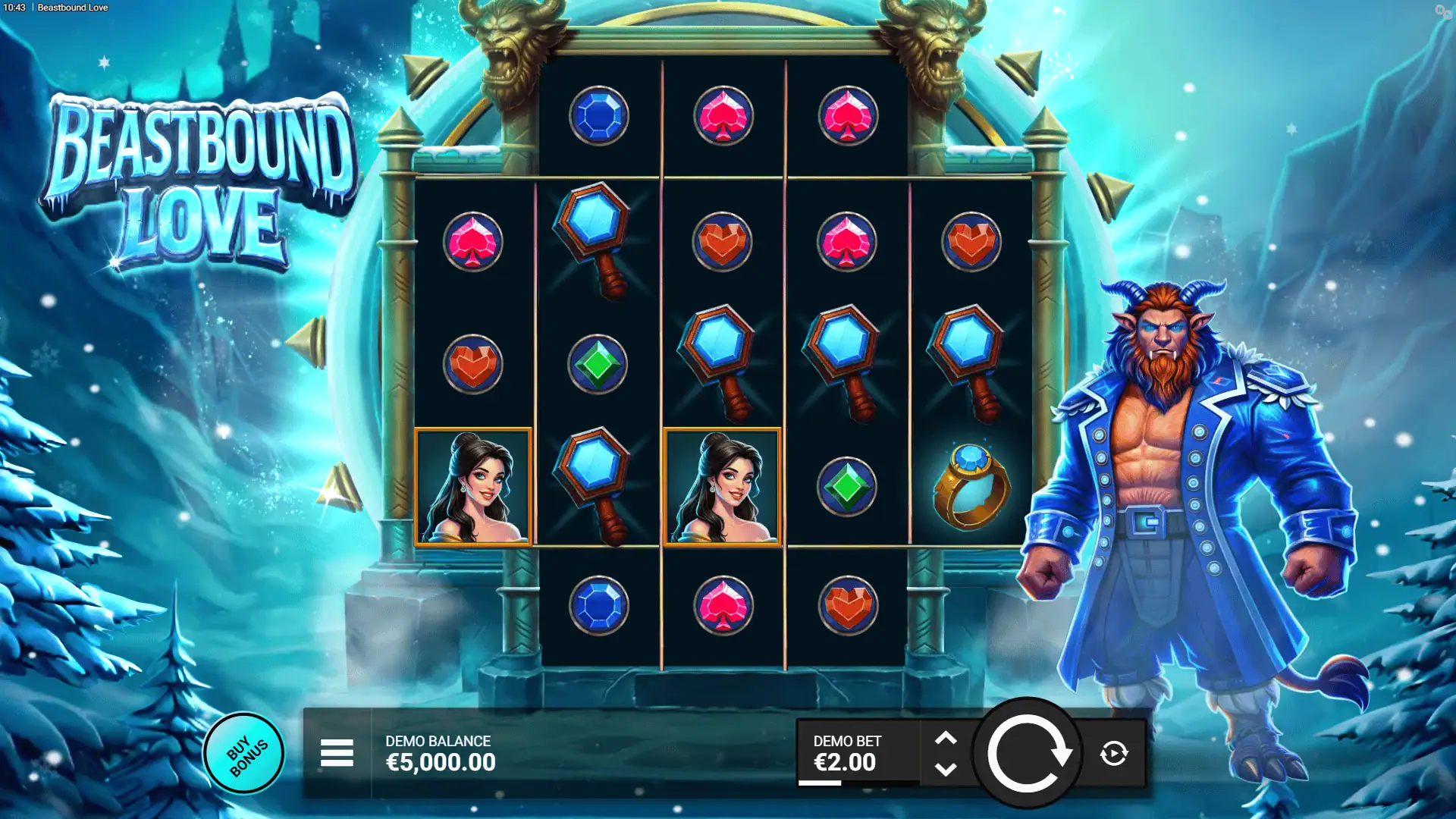 Beastbound Love slot gameplay reels