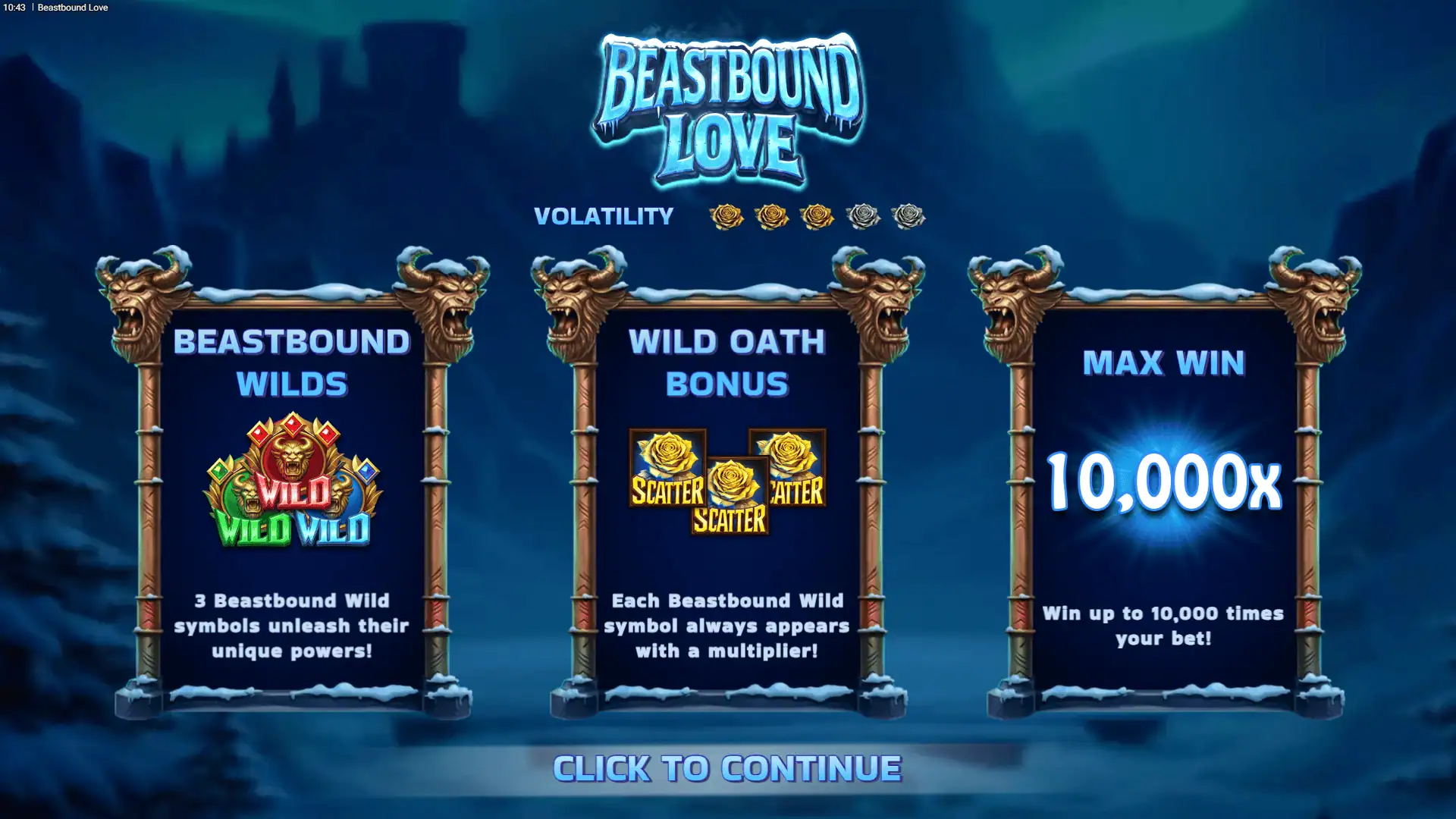Beastbound Love slot intro screen
