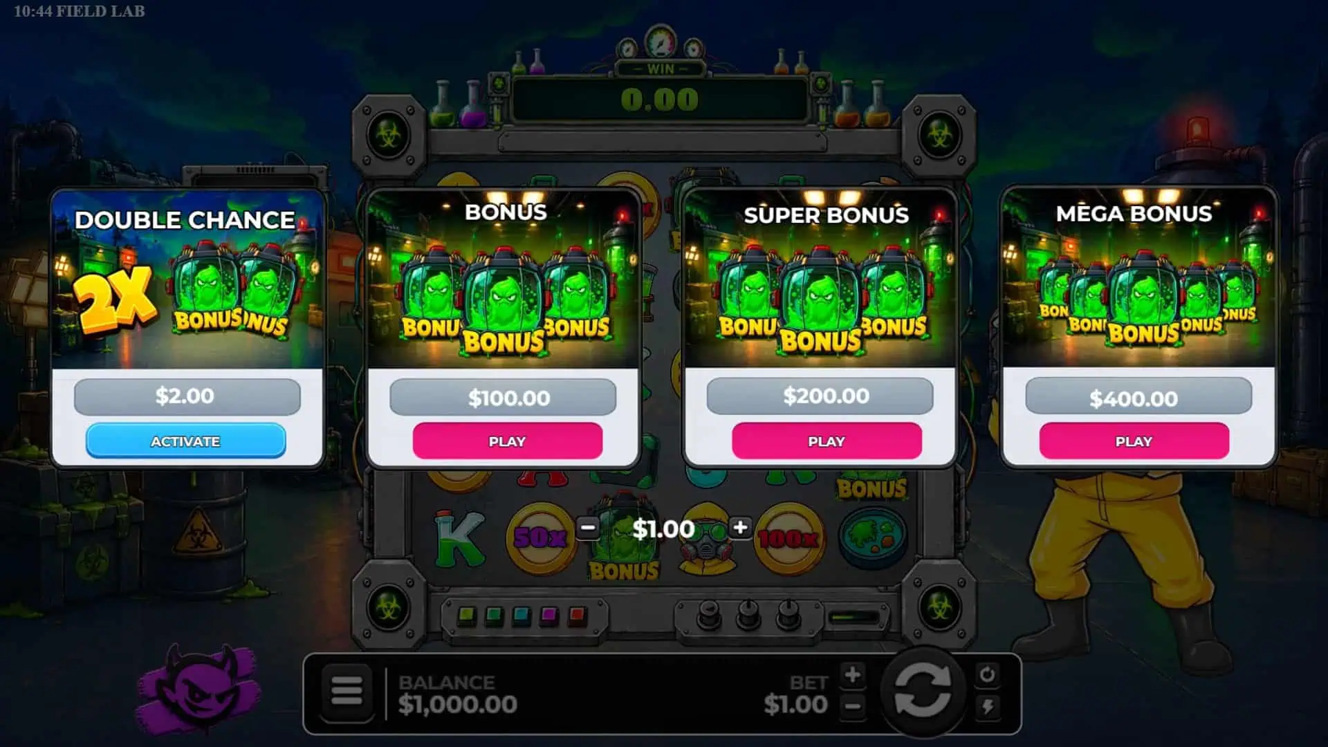 Field Lab bonus buy menu