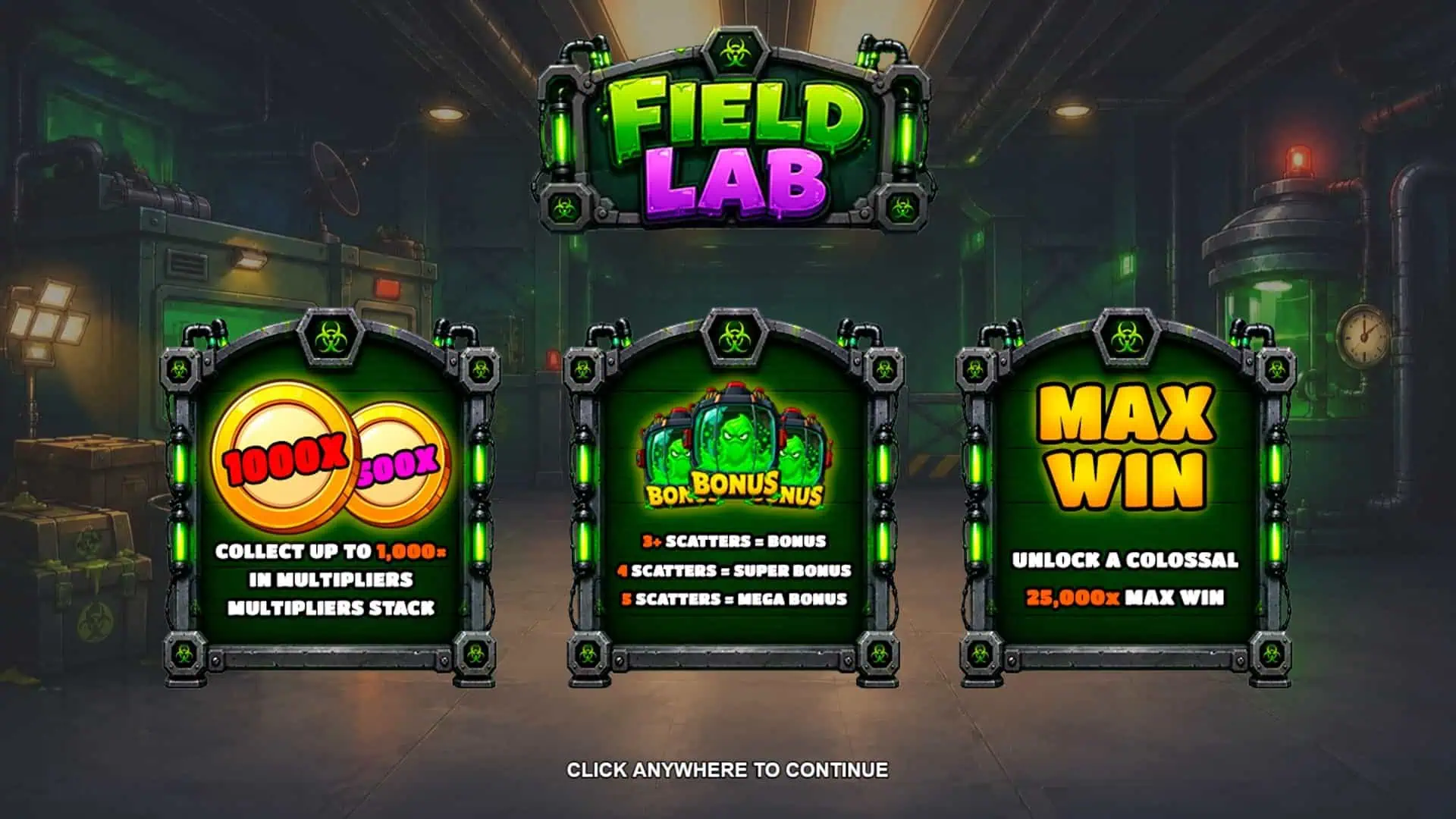 Field Lab slot intro screen
