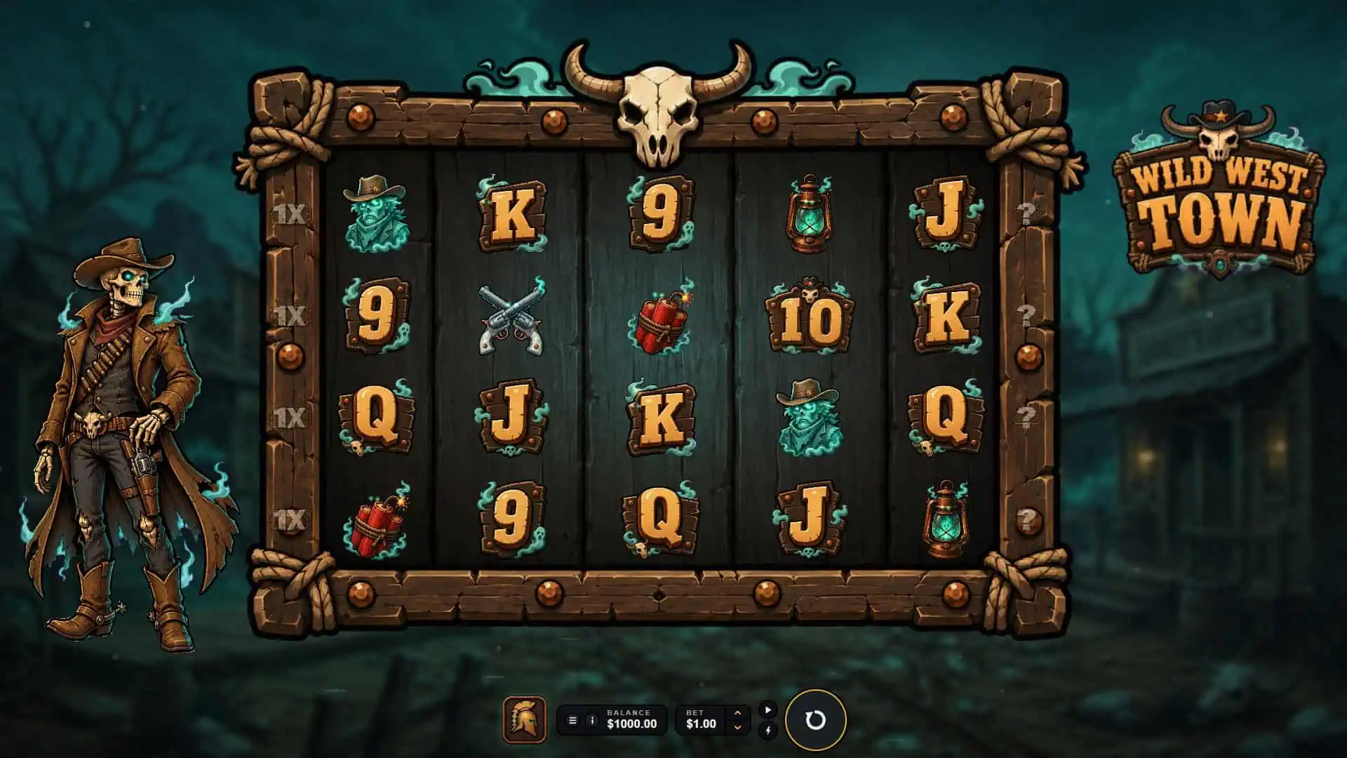 Wild West Town slot gameplay reels
