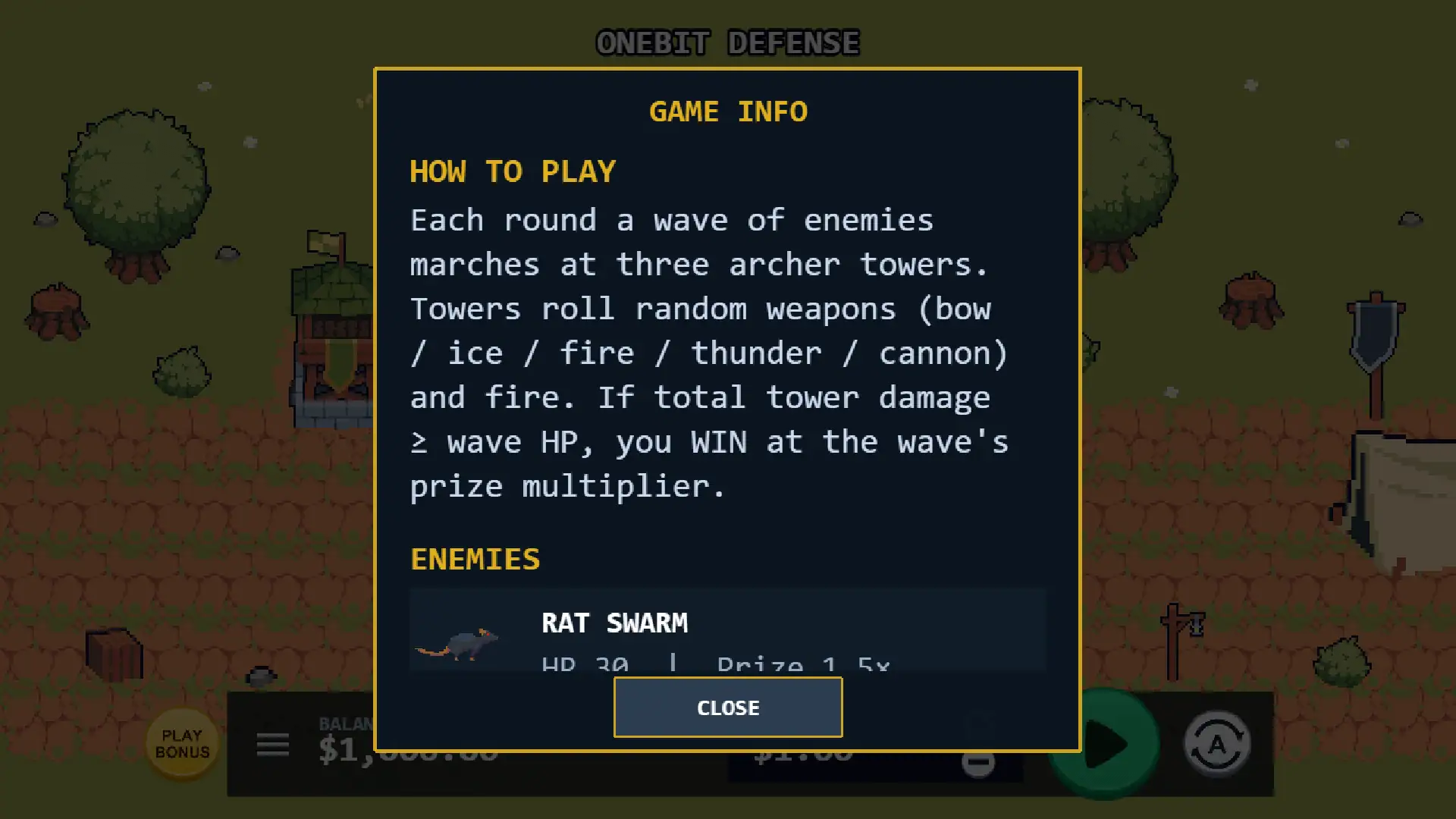 Onebit Defense slot gameplay reels