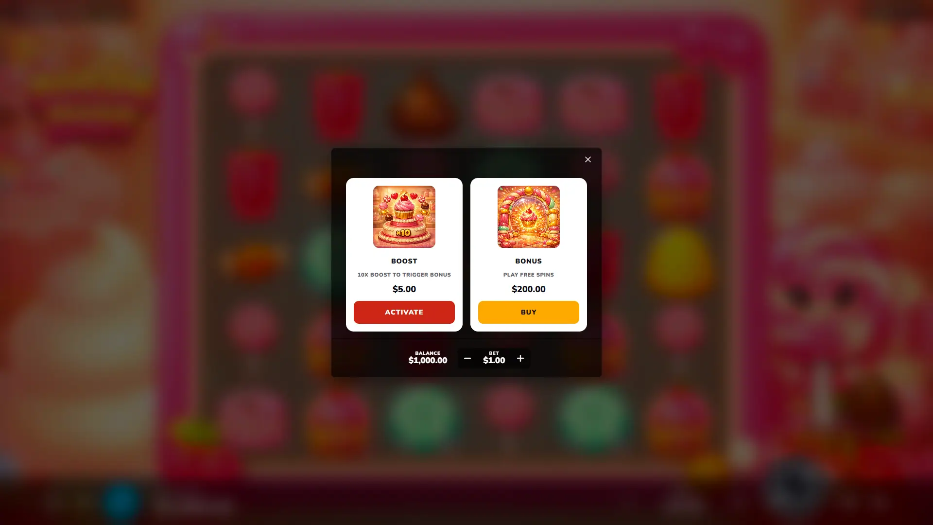 Sugar Riot bonus buy menu