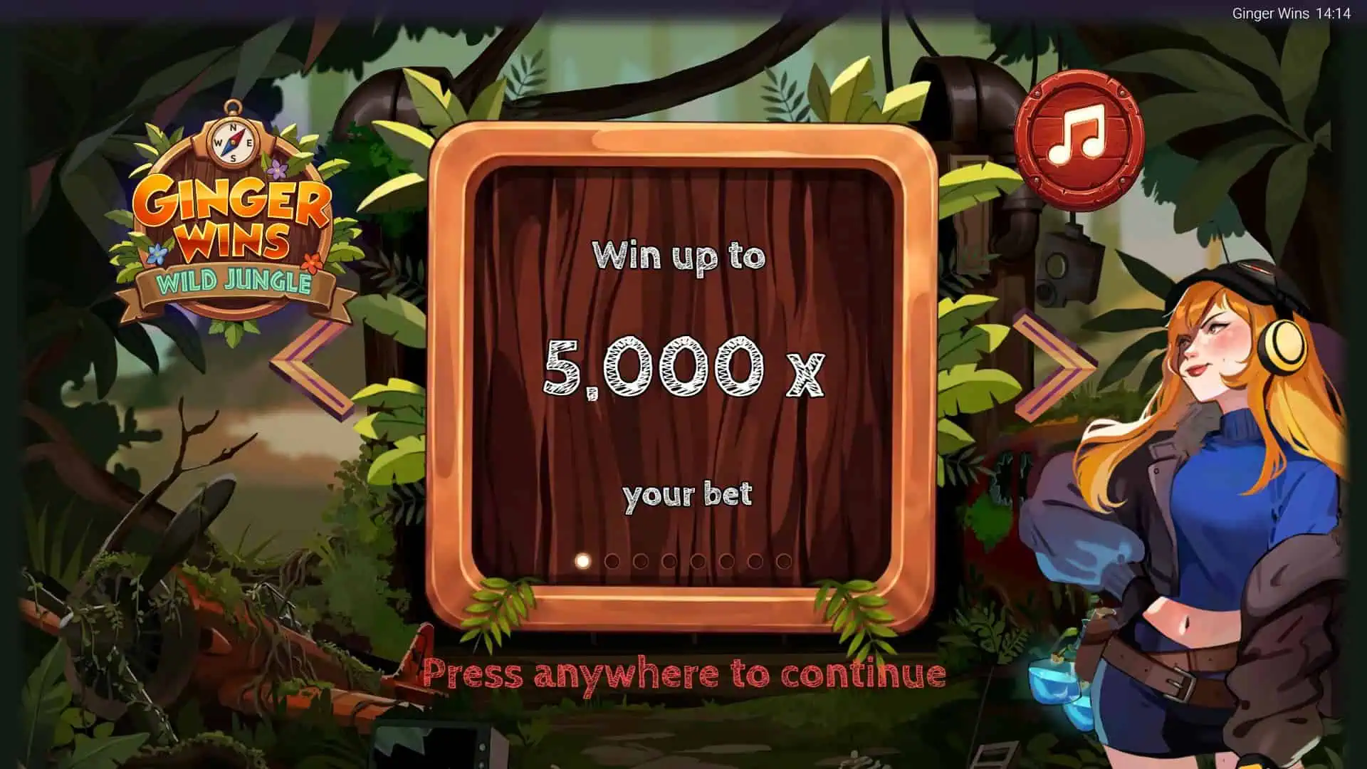 Ginger Wins slot intro screen