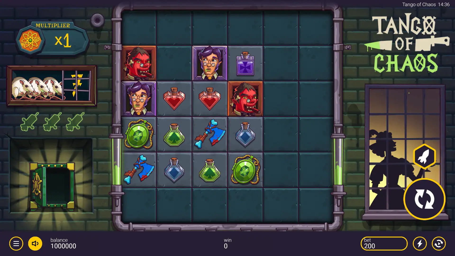 Tango of Chaos slot gameplay reels