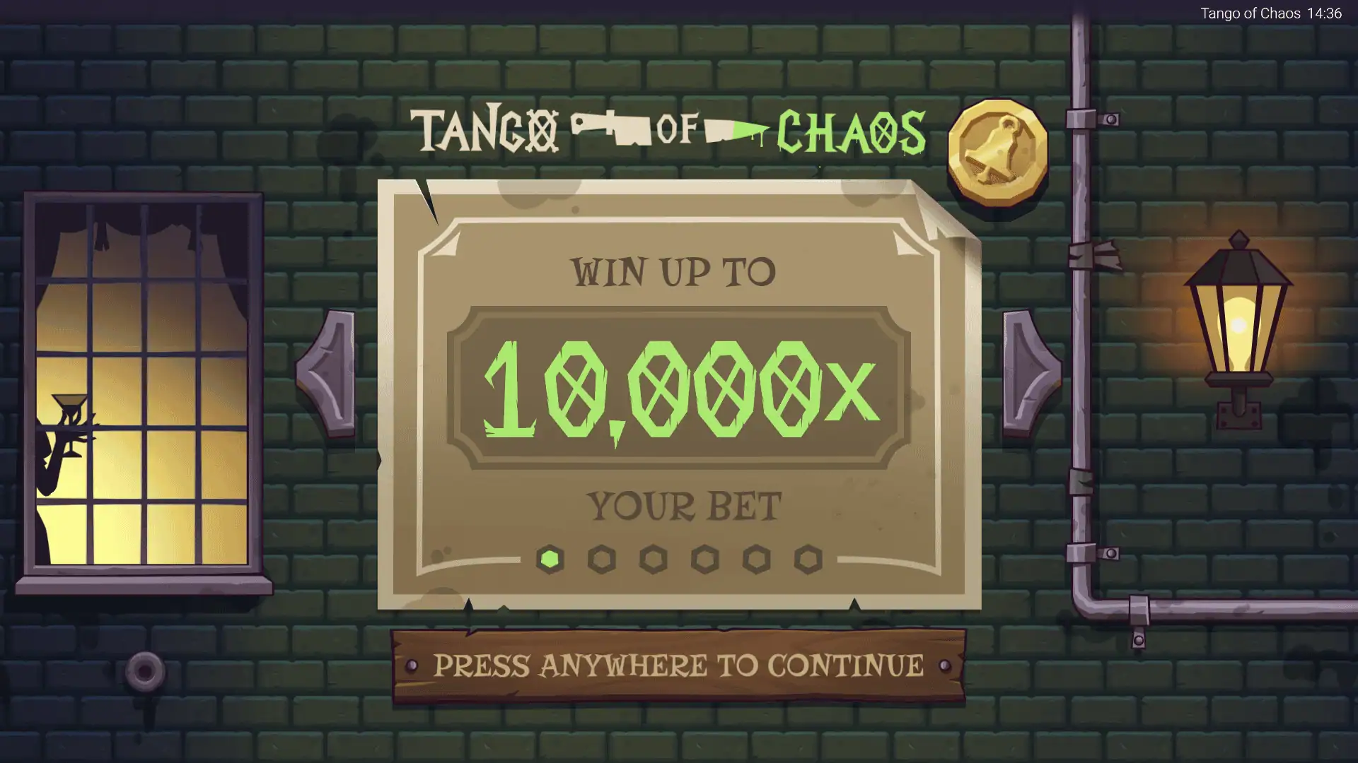 Tango of Chaos slot intro screen
