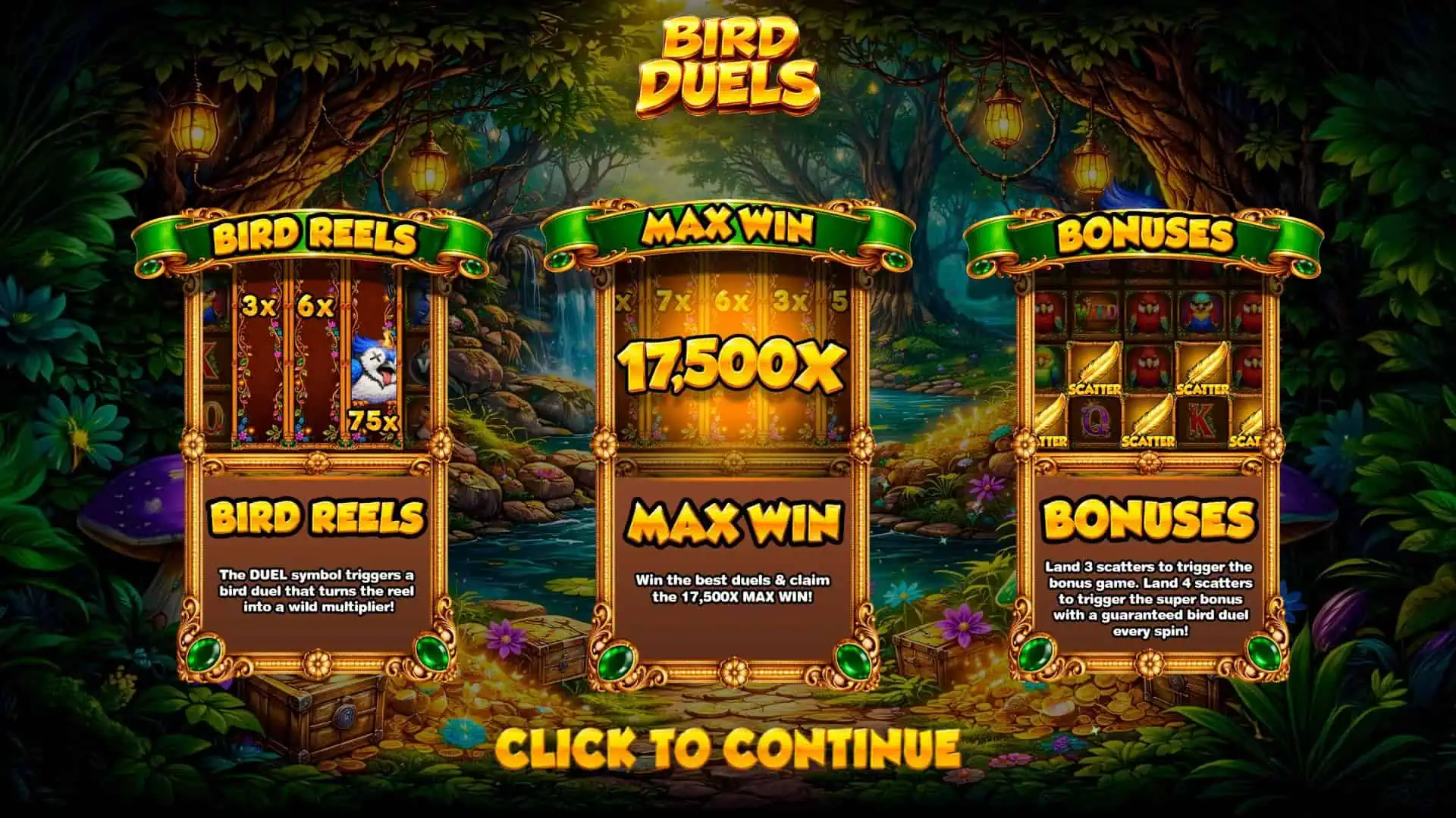 Bird Duels slot intro screen
