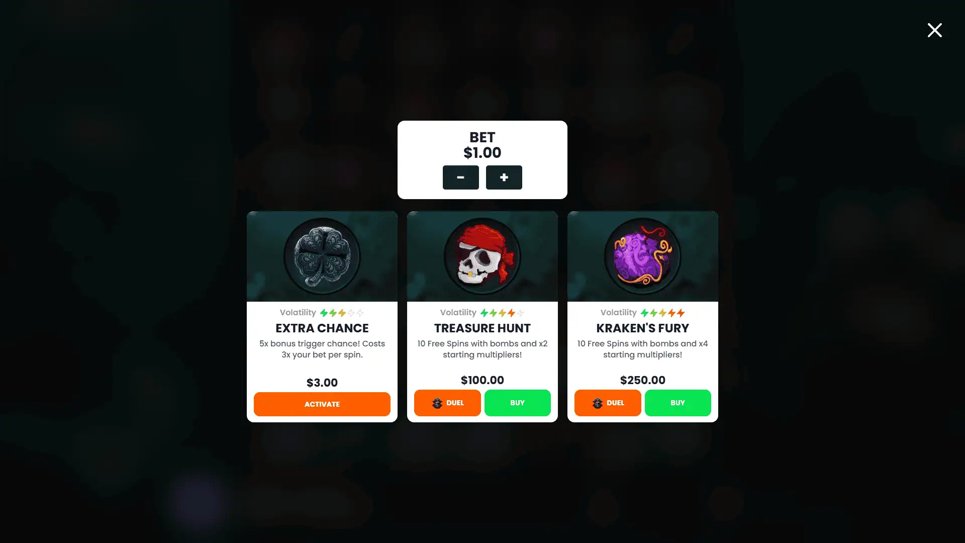 Pirate Abyss bonus buy menu