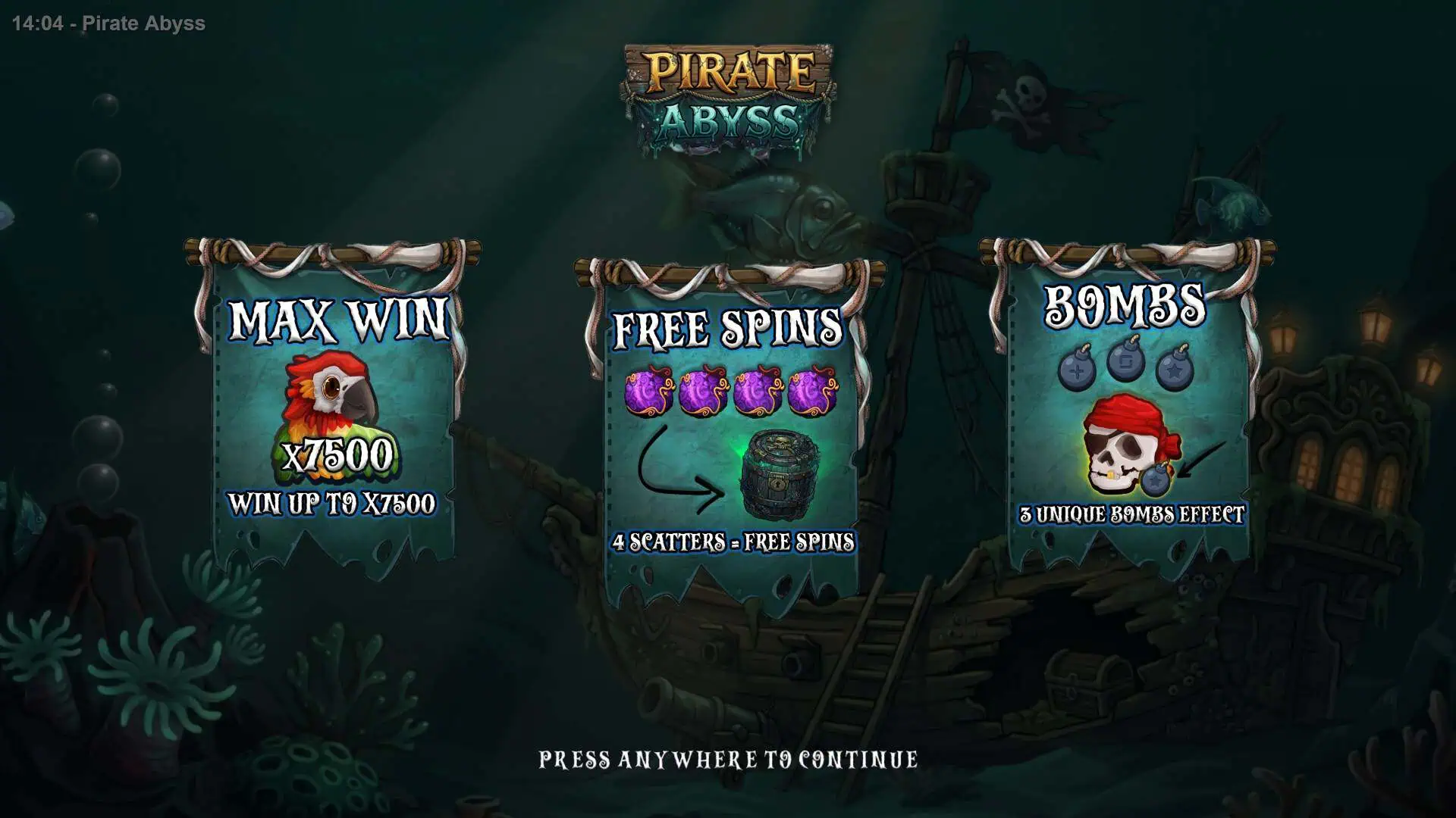 Pirate Abyss slot intro screen