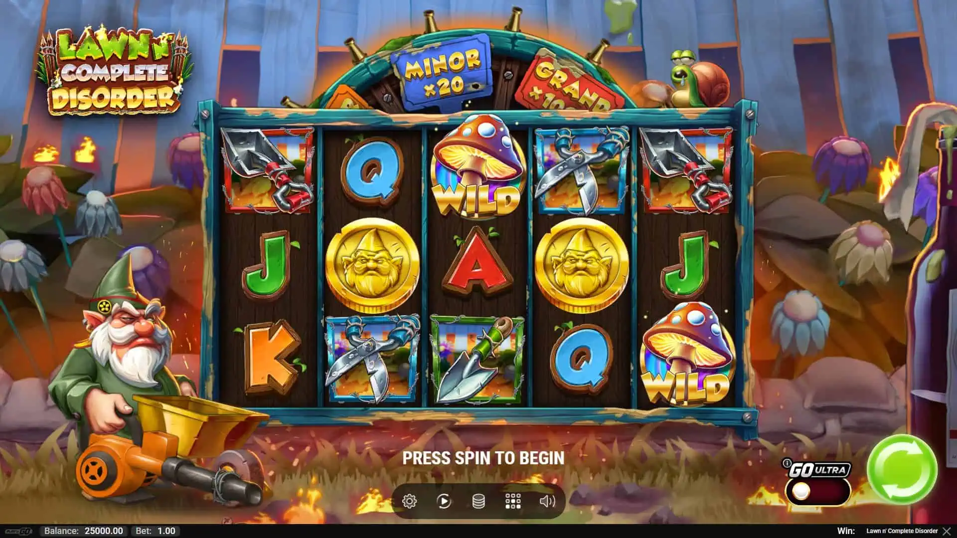 Lawn N&rsquo; Complete Disorder slot gameplay reels