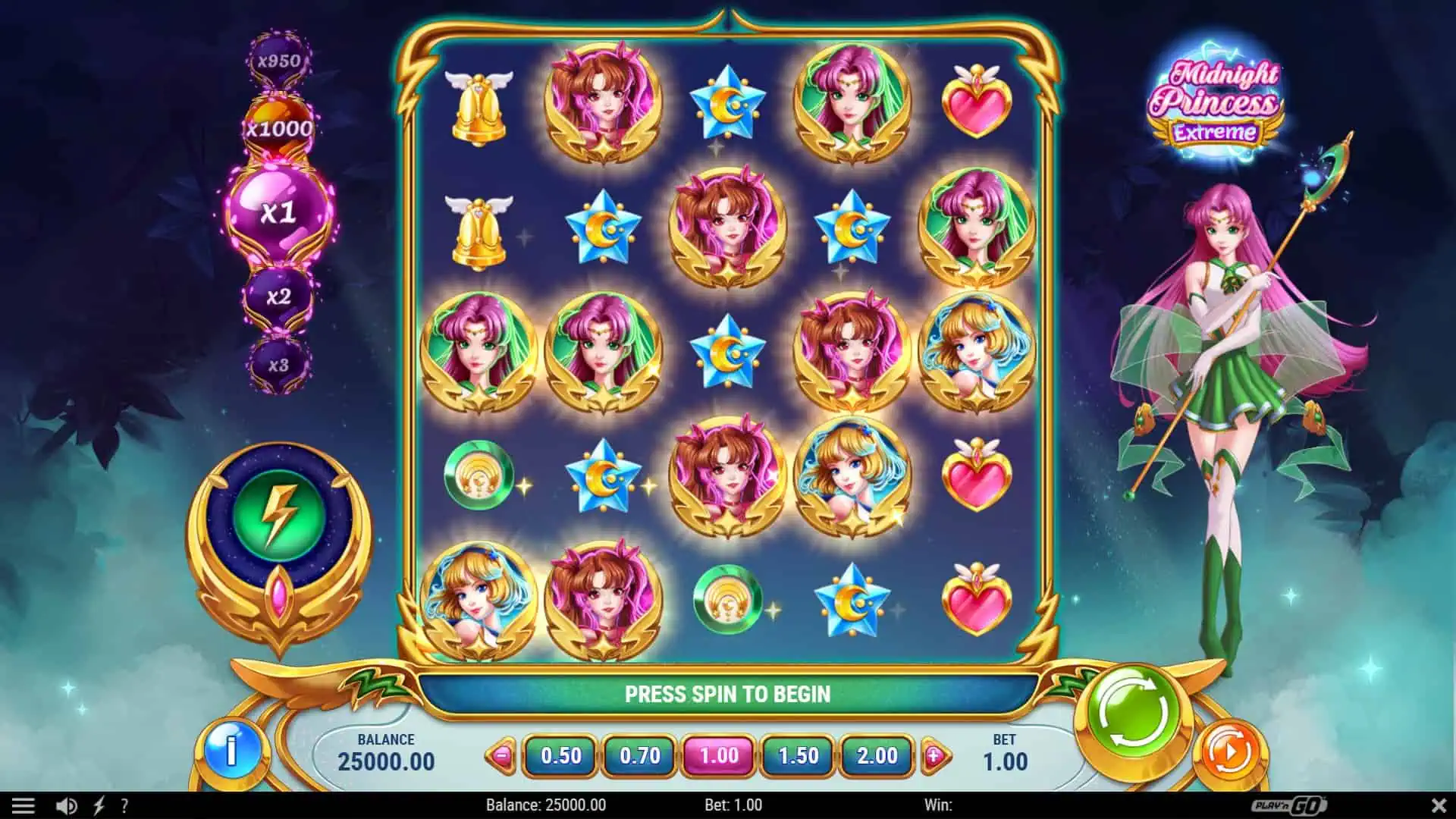 Midnight Princess Extreme slot gameplay reels