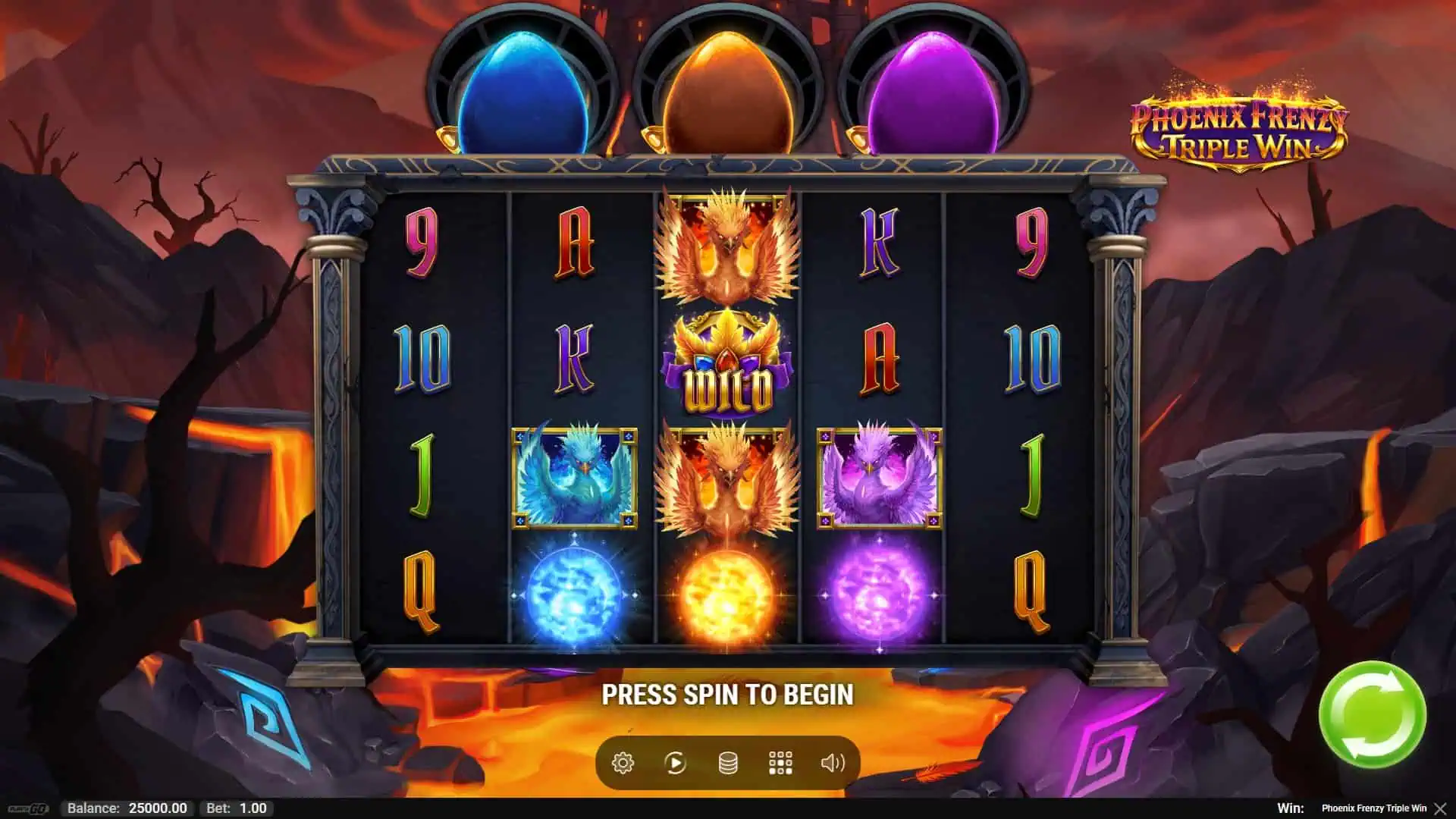 Phoenix Frenzy Triple Win slot gameplay reels