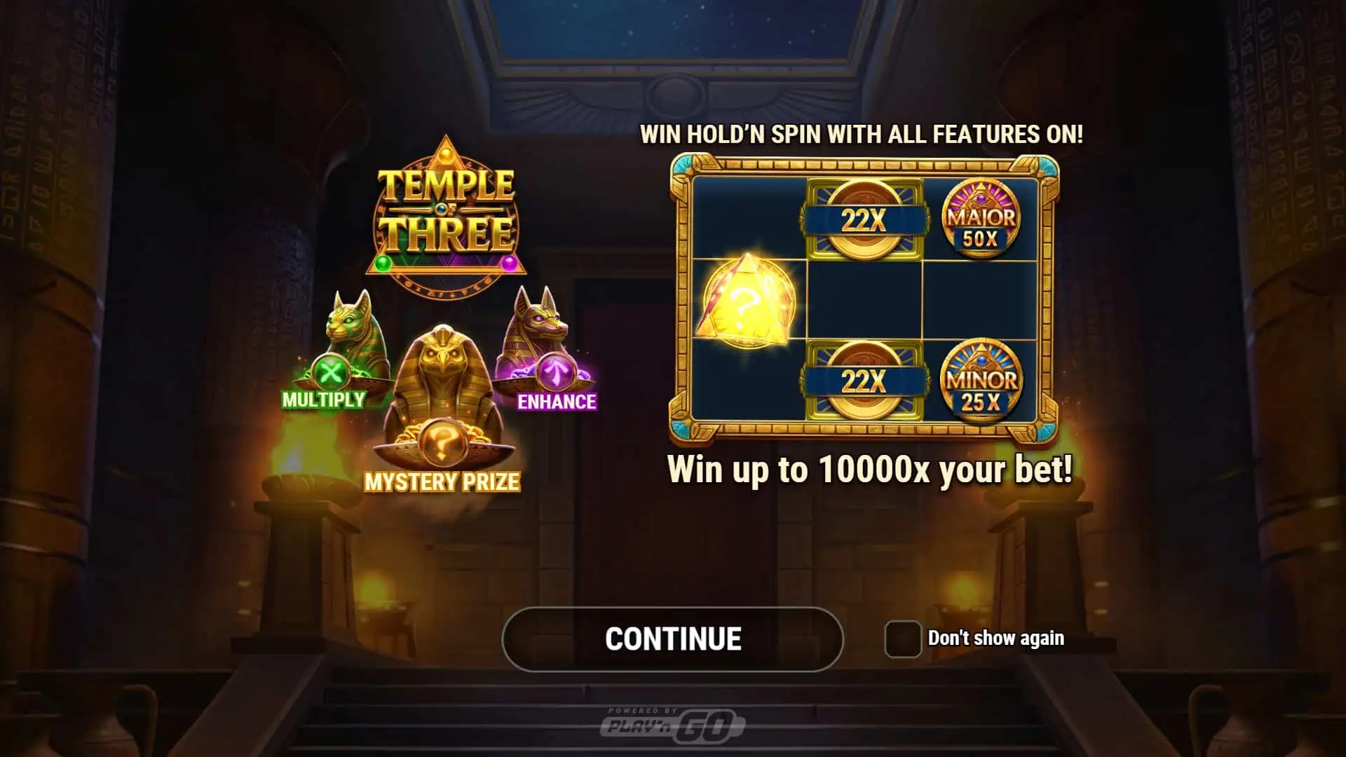 Temple of Three slot intro screen