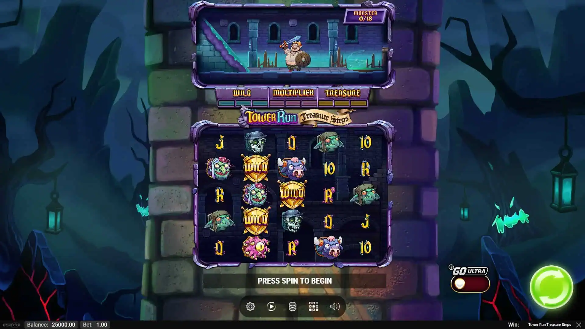 Tower Run Treasure Steps slot gameplay reels