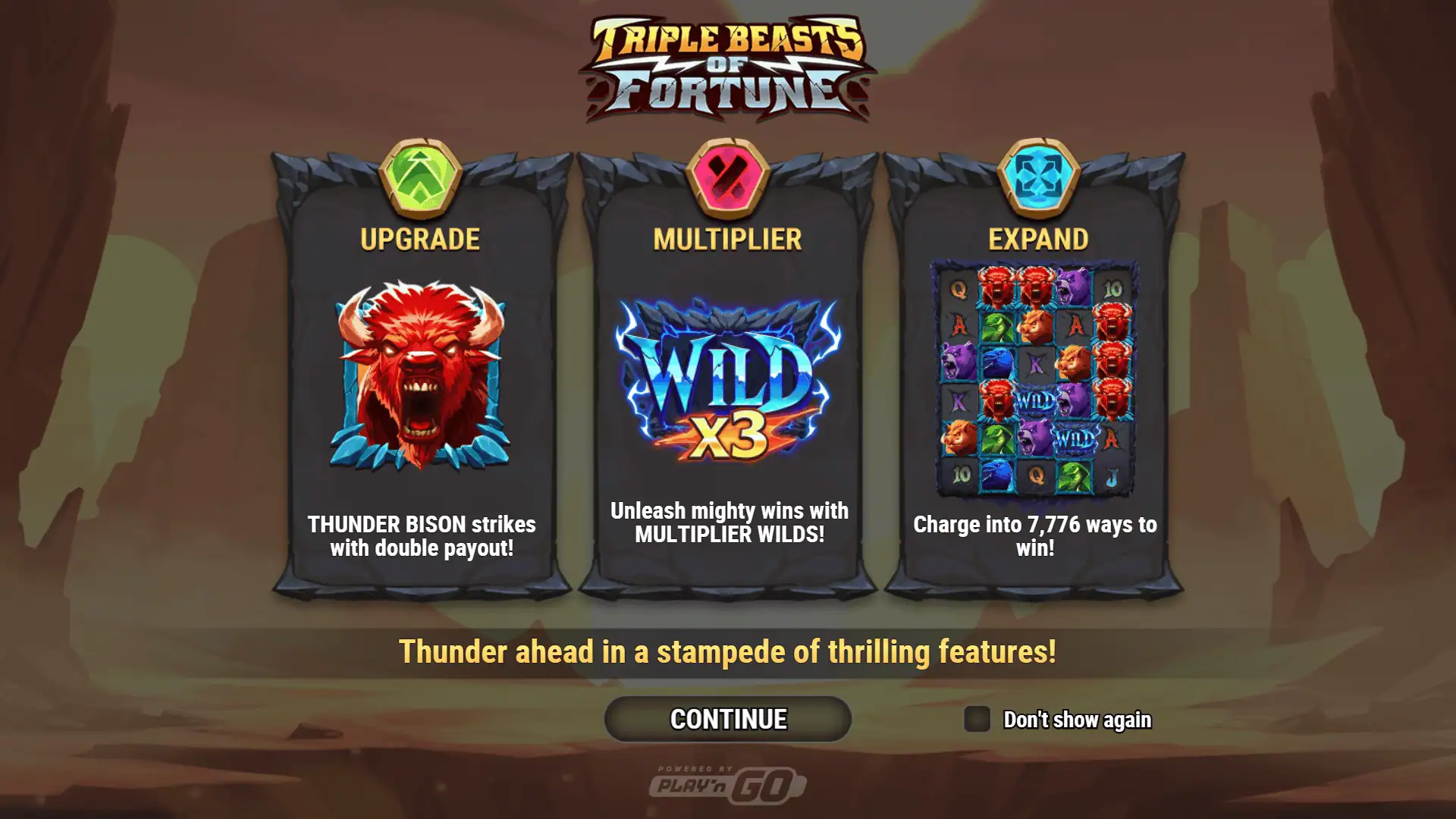 Triple Beasts of Fortune slot intro screen