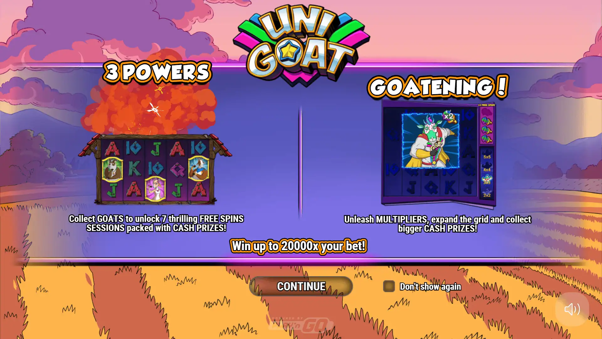 Unigoat slot intro screen