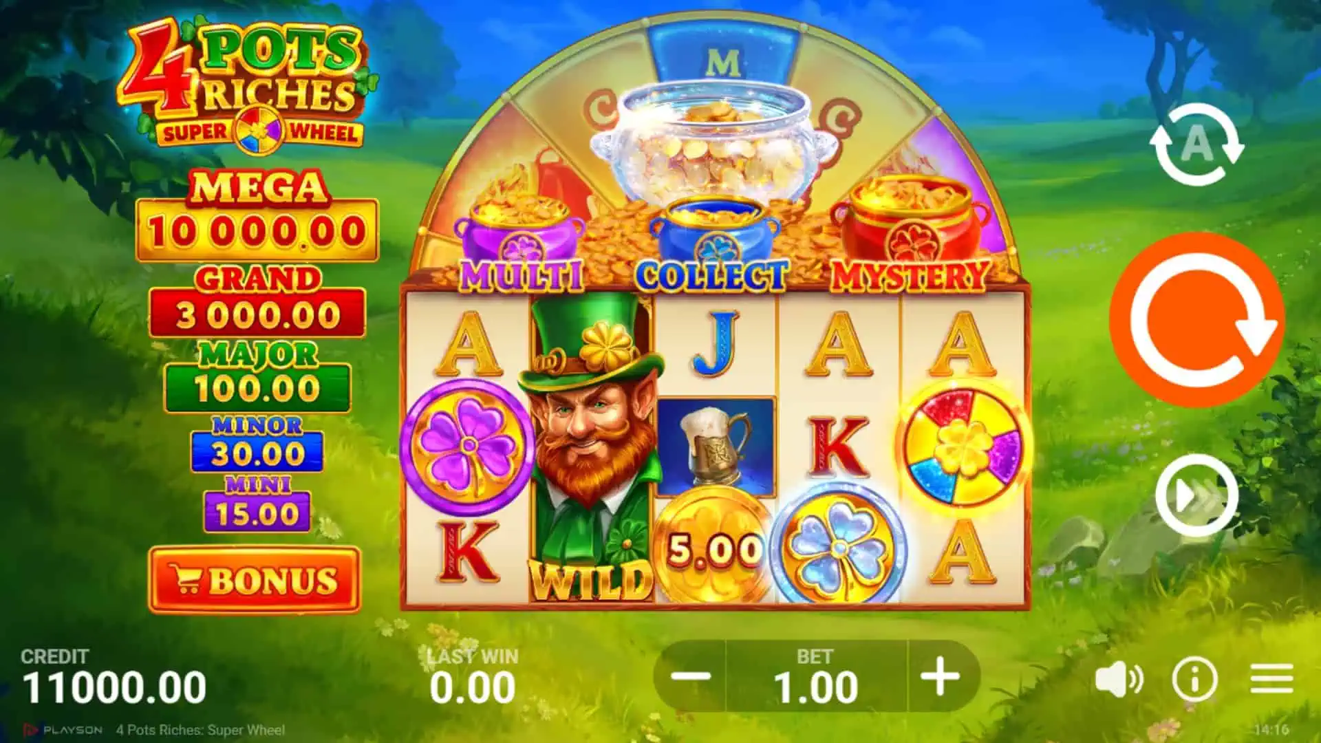 4 Pots Riches Super Wheel slot gameplay reels