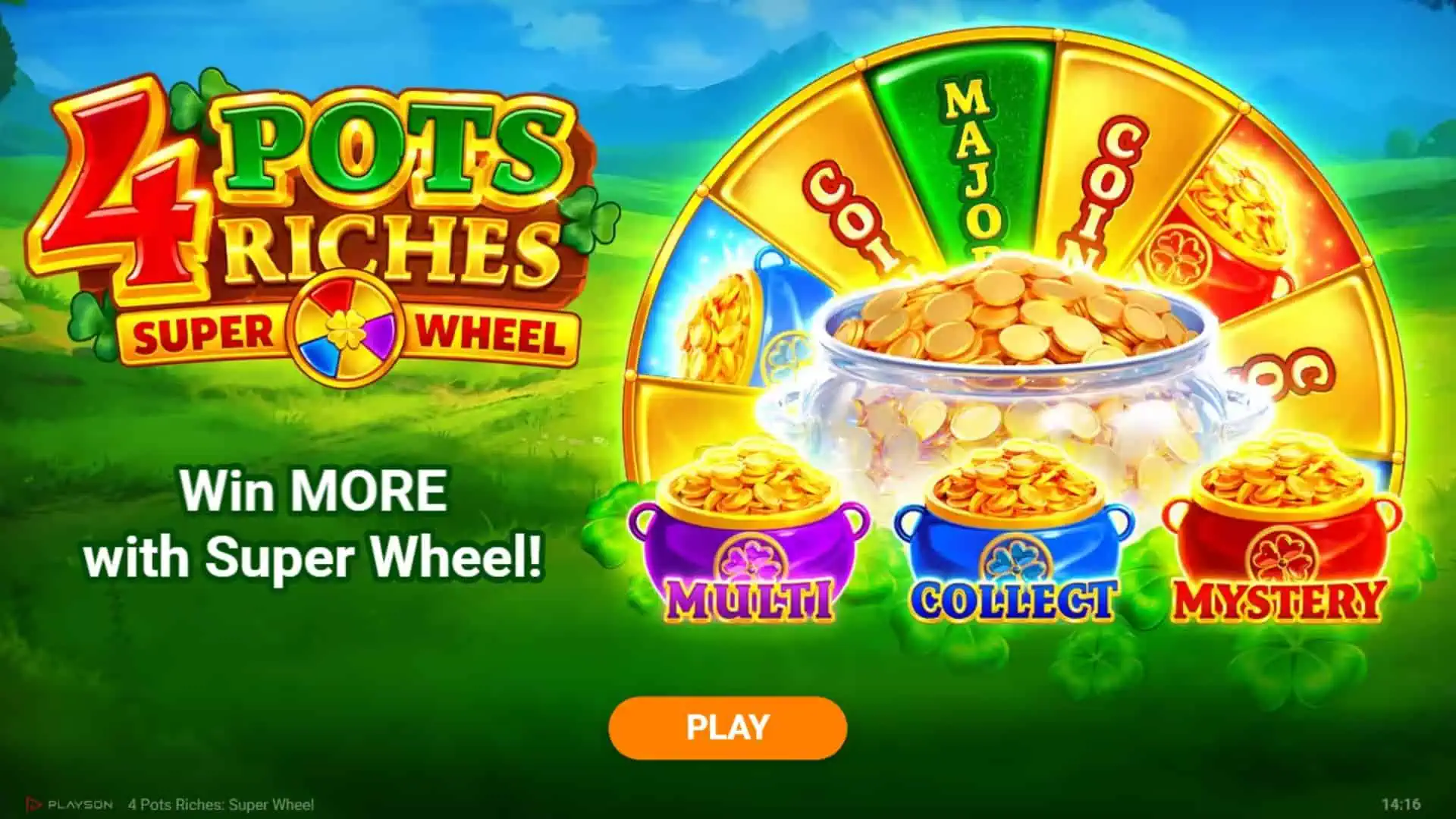 4 Pots Riches Super Wheel slot intro screen