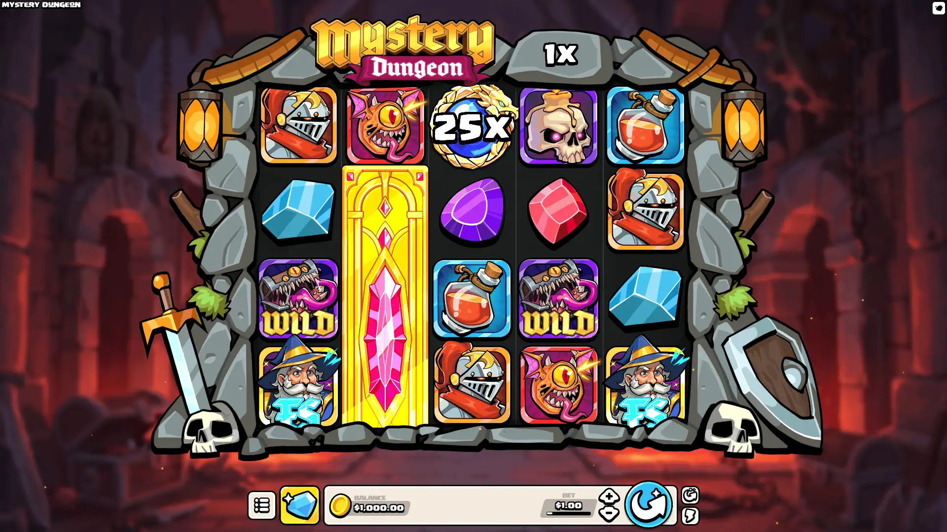 Mystery Dungeon slot gameplay reels