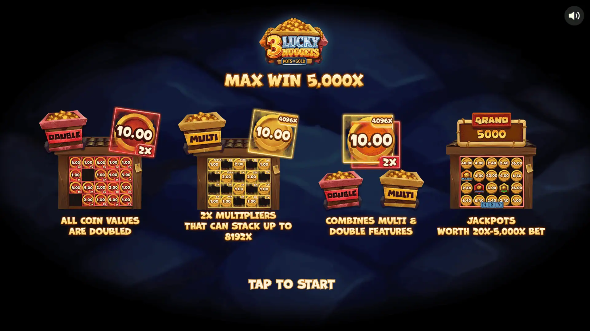 3 Lucky Nuggets slot intro screen